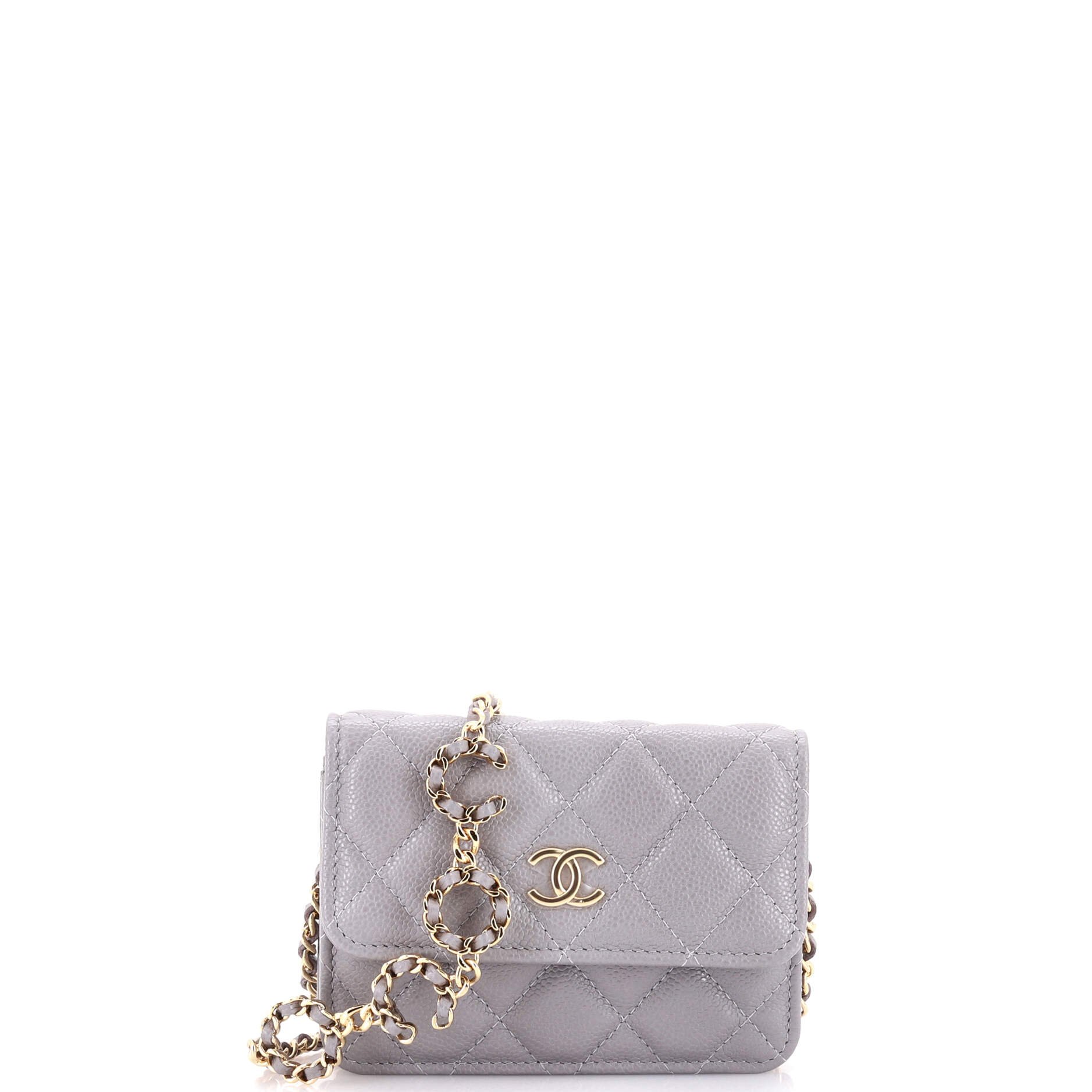 Miss Coco Strap Flap Clutch with Chain Quilted Caviar Mini