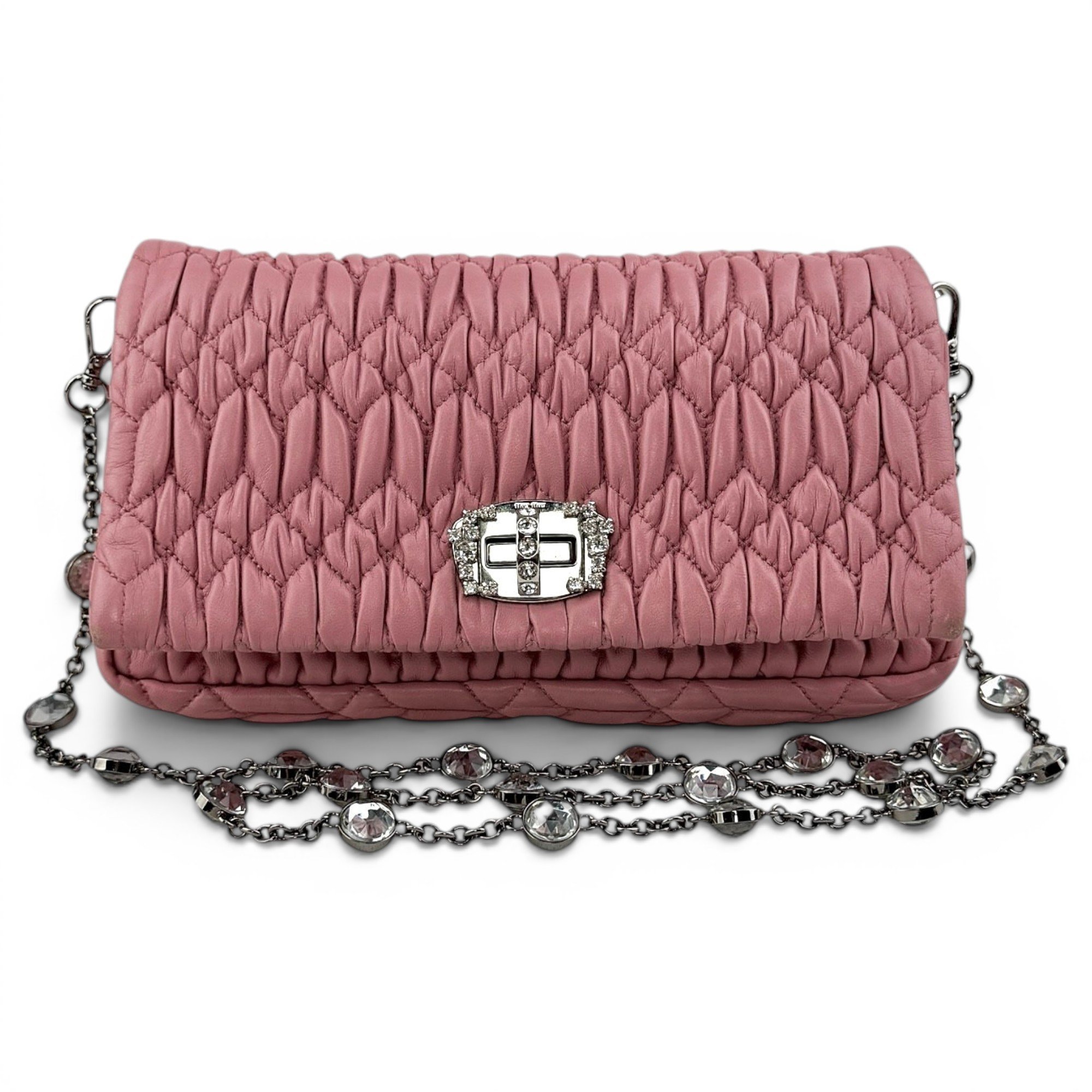 Miu Crystal leather handbag
