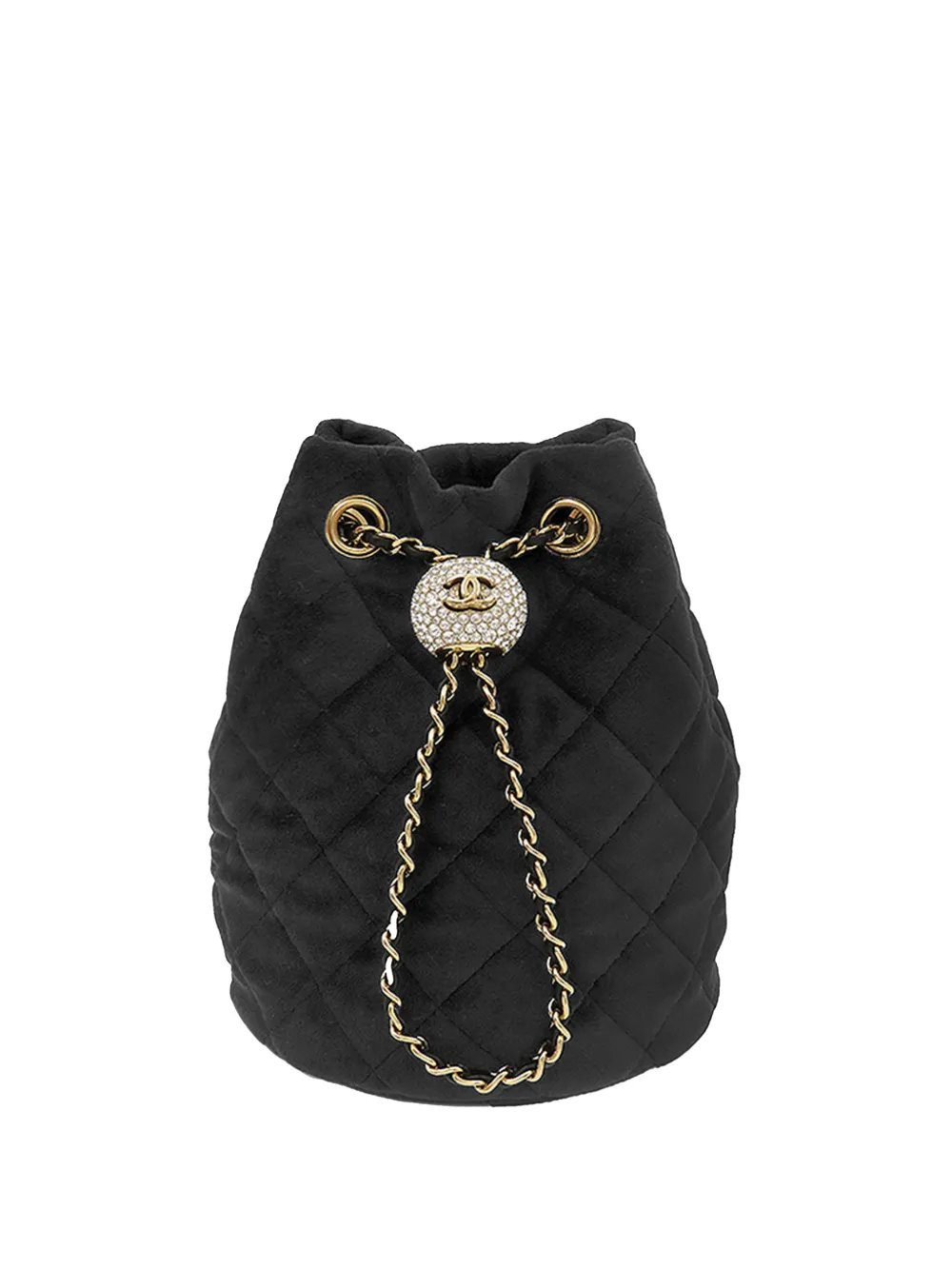 2020 Quilted Velvet Crystal Pearl Crush bucket bag