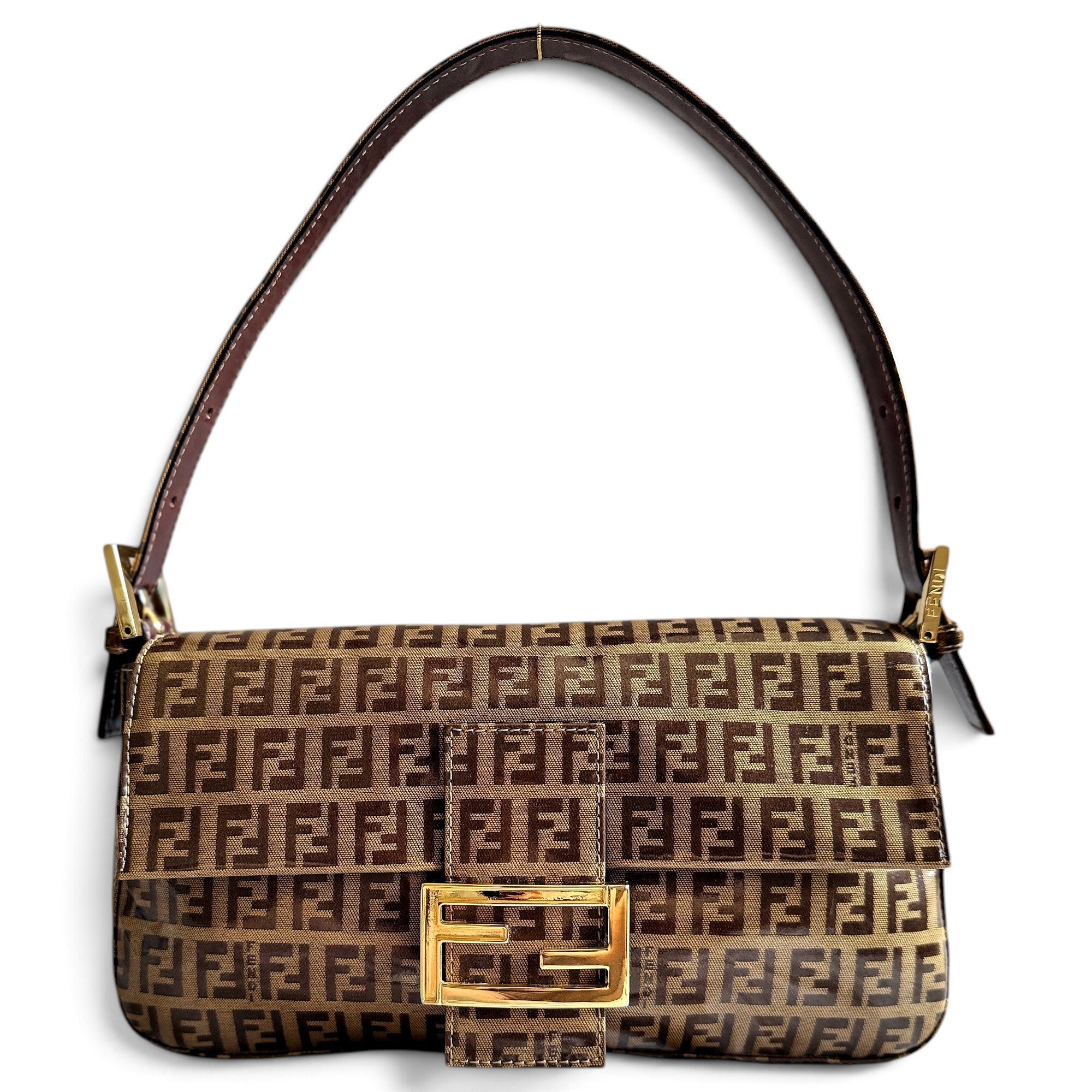 Baguette patent leather handbag
