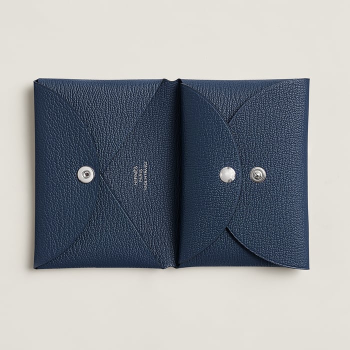 Navy Calvi Duo Compact Card Holder