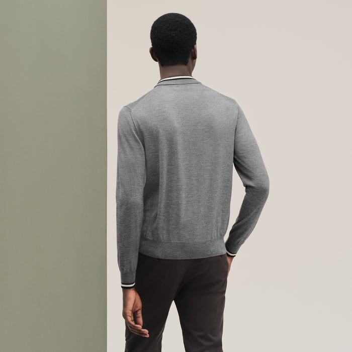 Gris Moyen "Rayures & Twist" Zipped Jacket