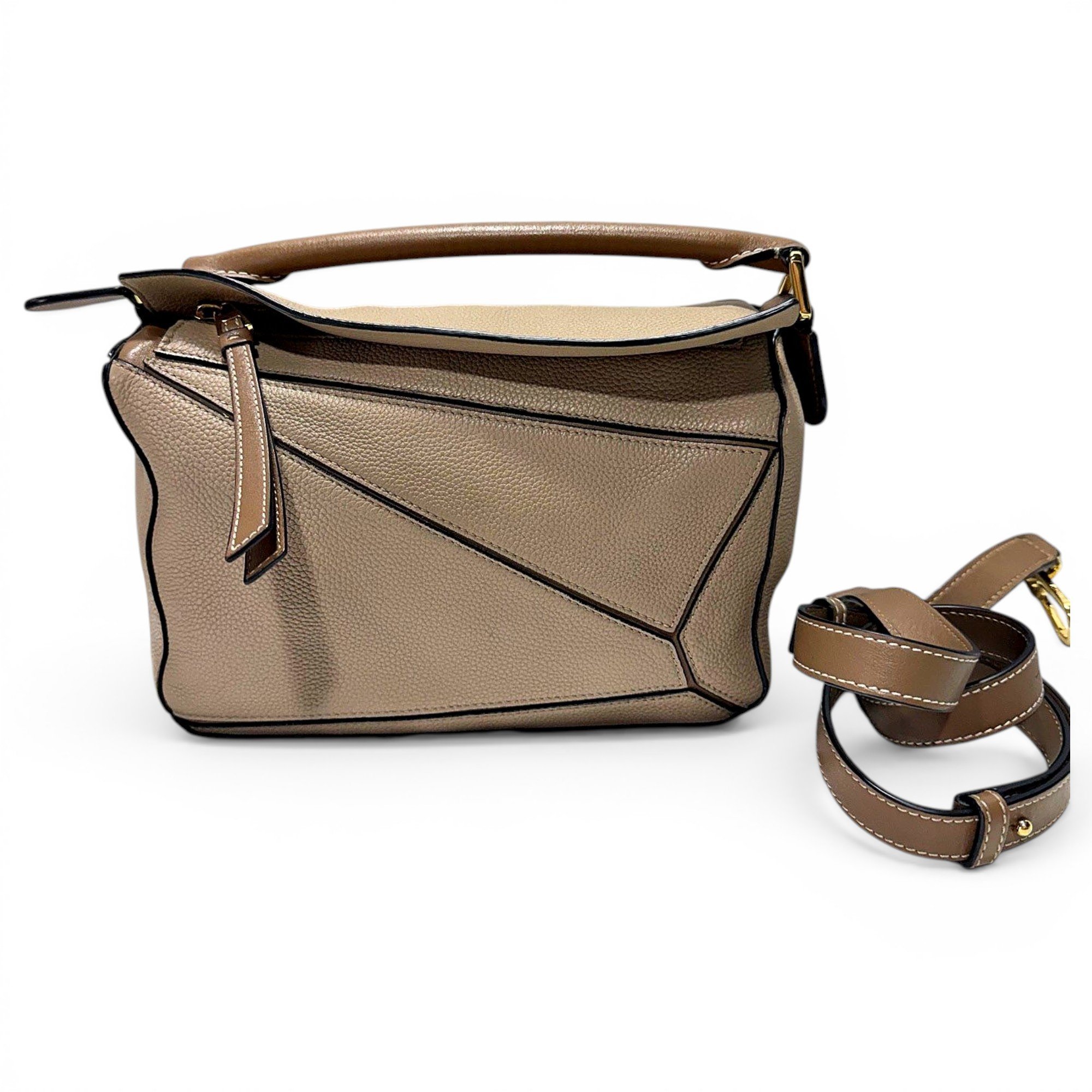 Puzzle leather handbag