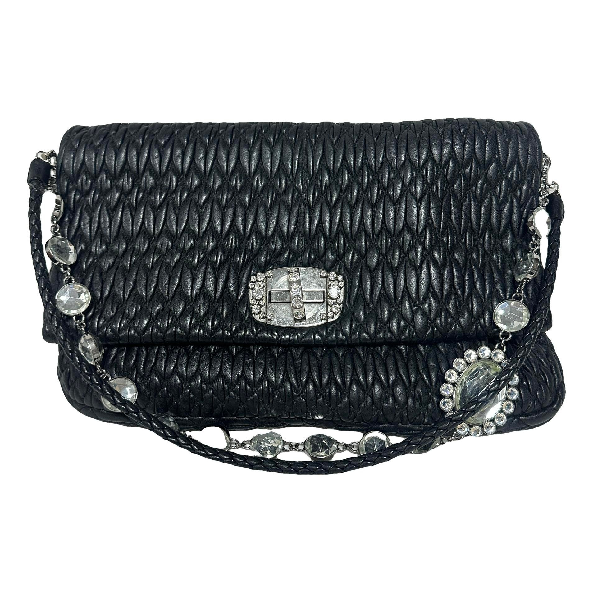 Miu Crystal leather handbag
