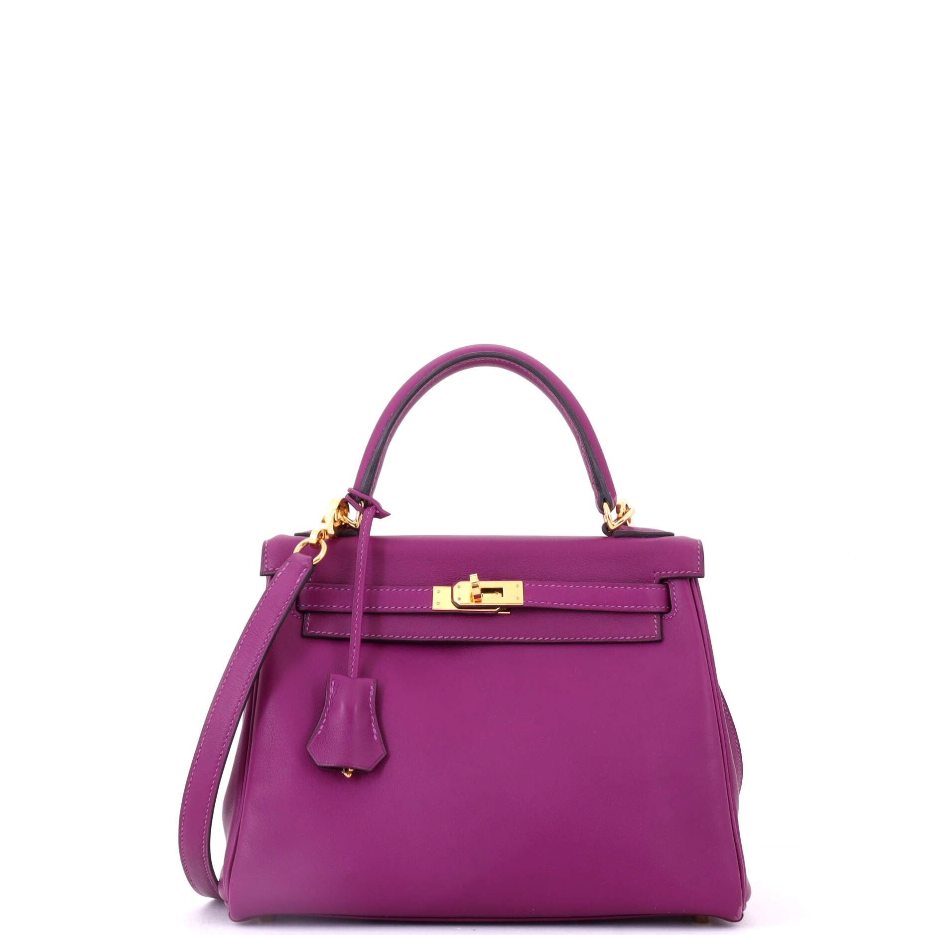 Hermes Kelly Handbag Anemone Swift with Gold Hardware 25