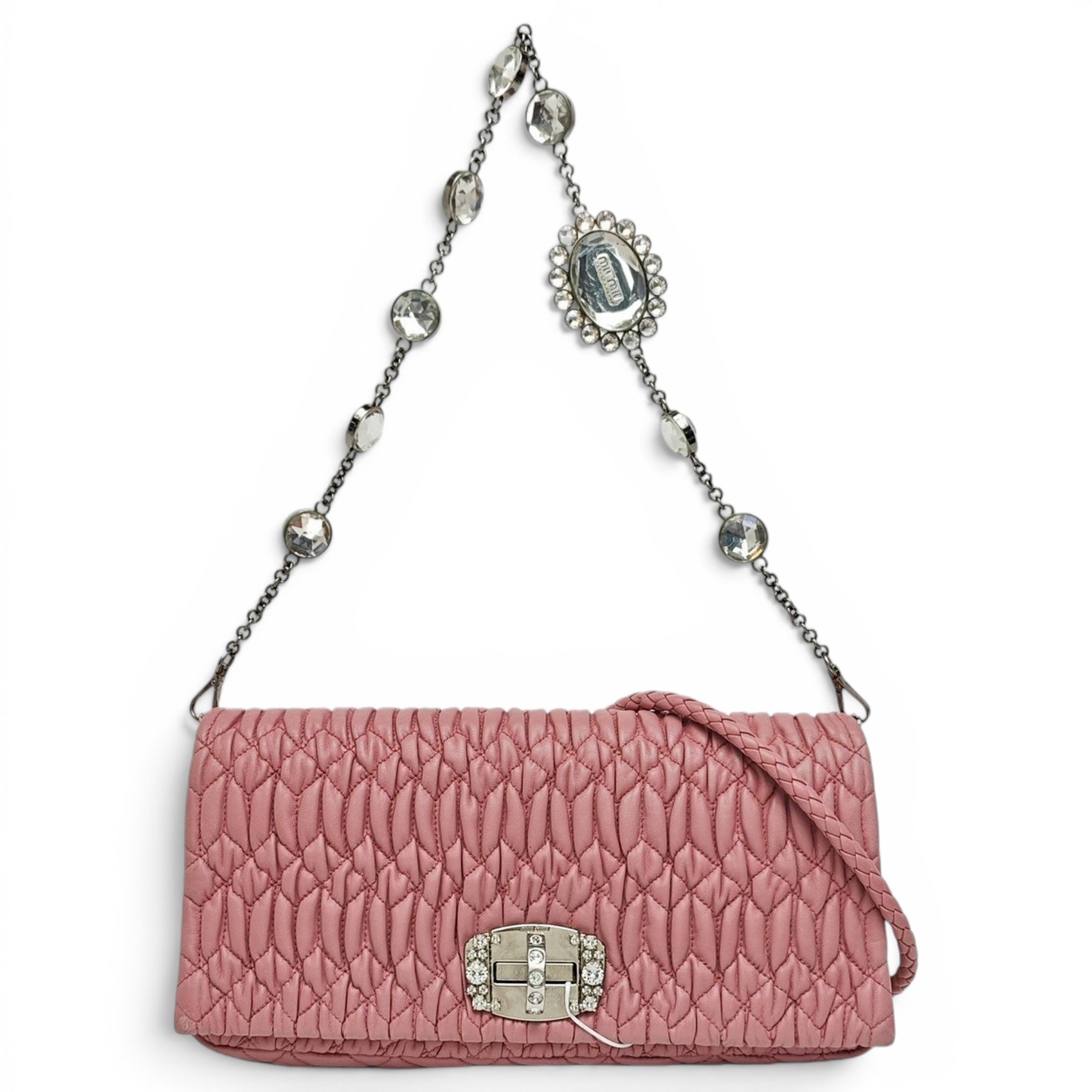 Miu Crystal leather handbag