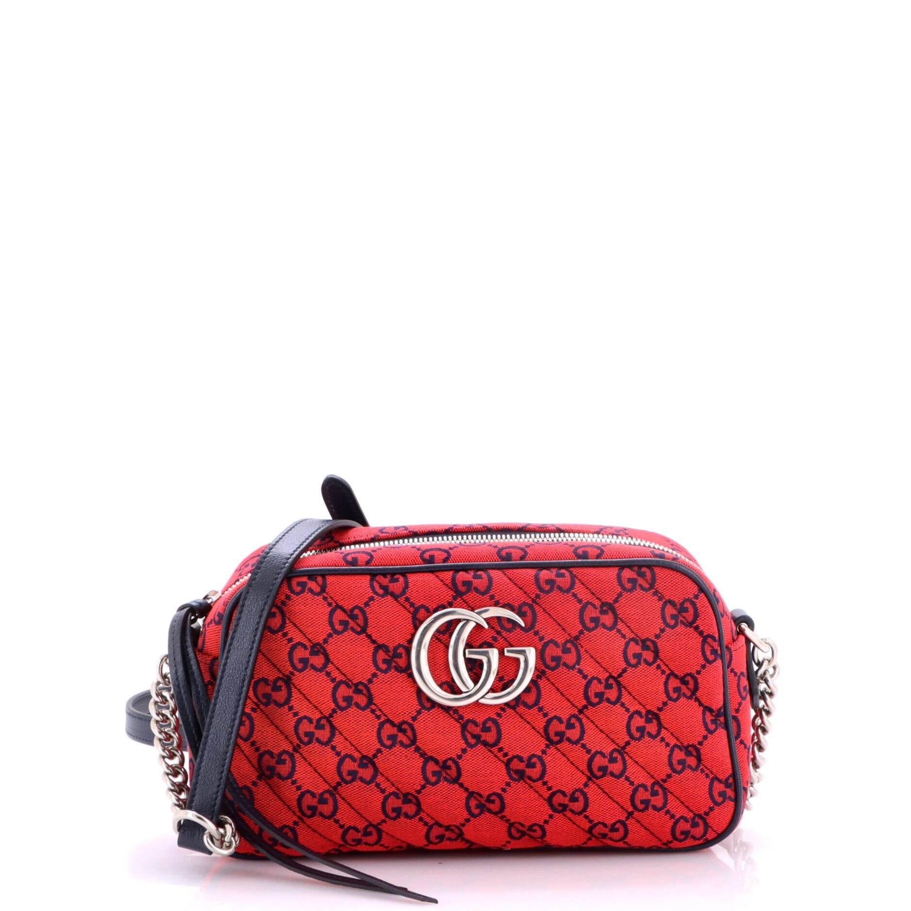 GG Marmont Shoulder Bag Diagonal Quilted GG Canvas with Leather Small
