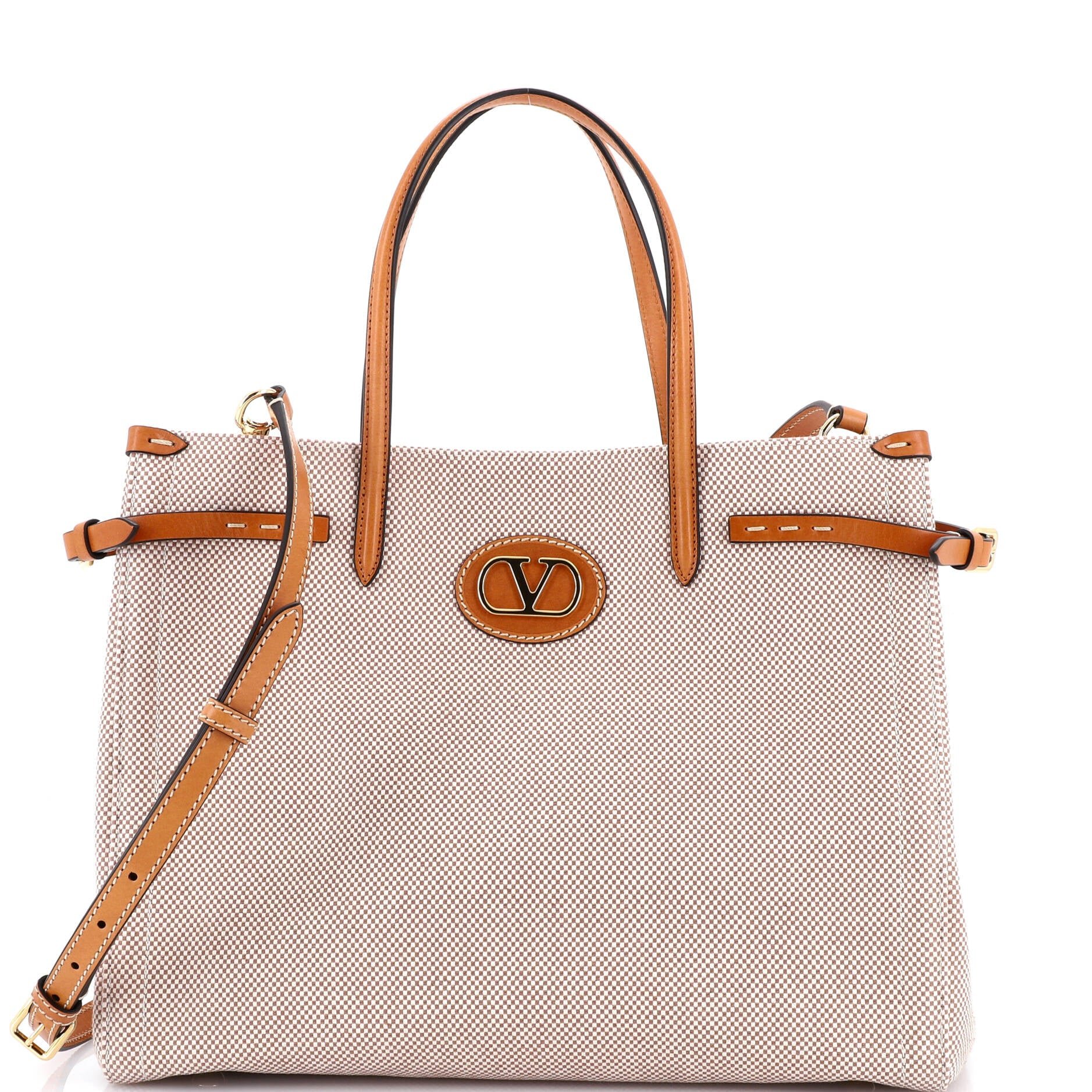 Valentino Garavani Antibes Shopping Tote Canvas with Leather Medium