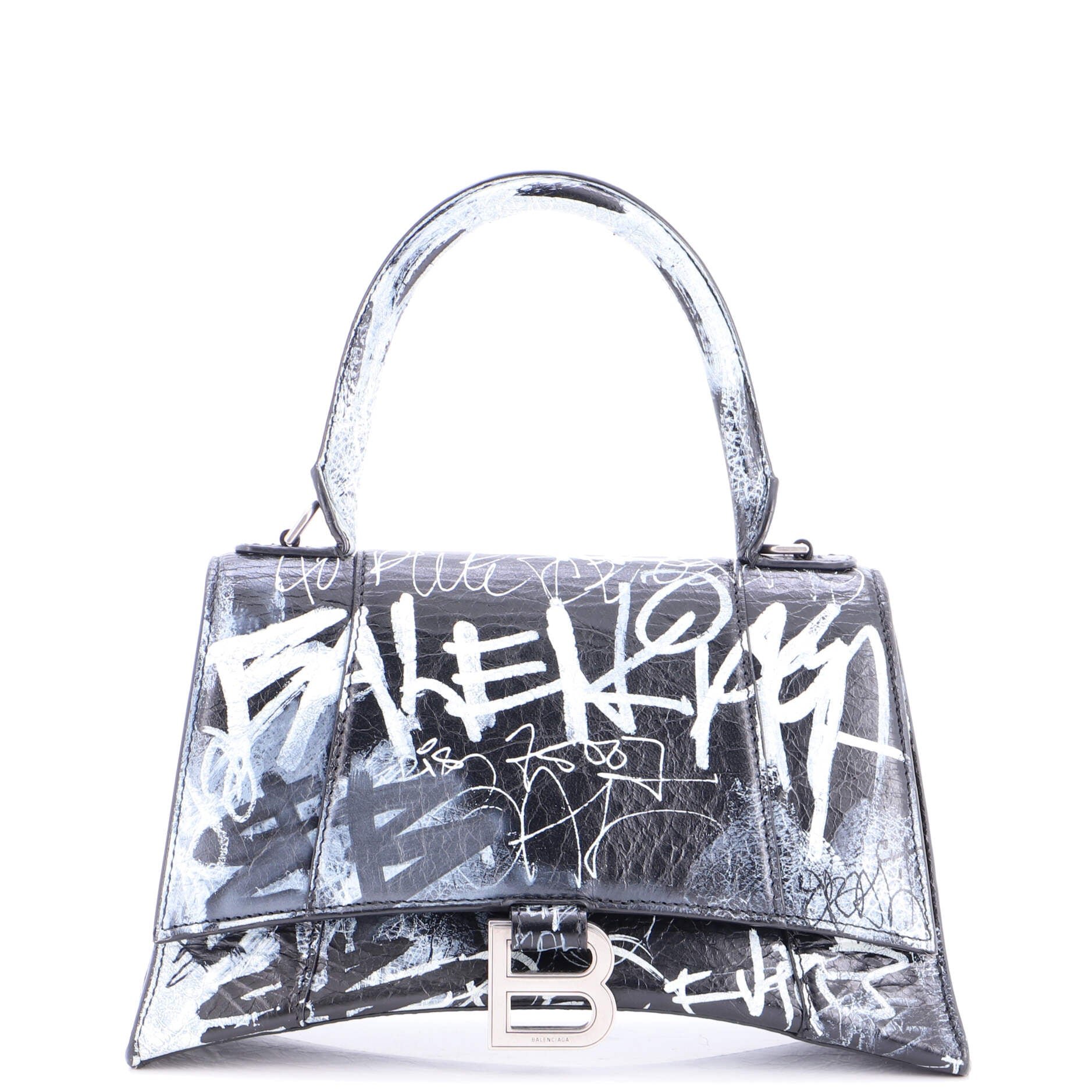 Graffiti Hourglass Top Handle Bag Leather Small