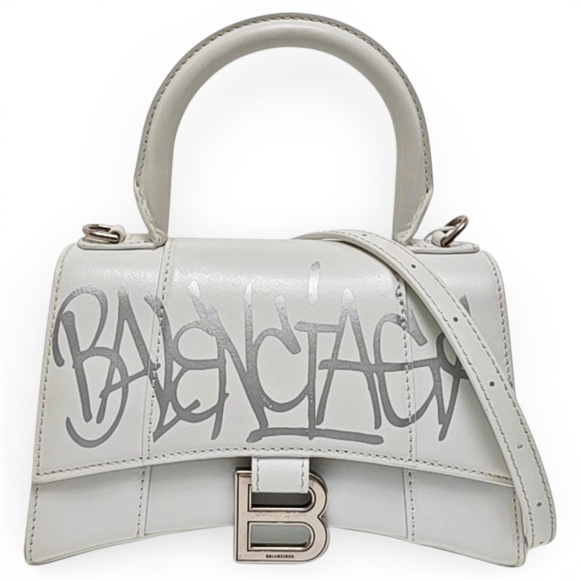 Hourglass leather handbag