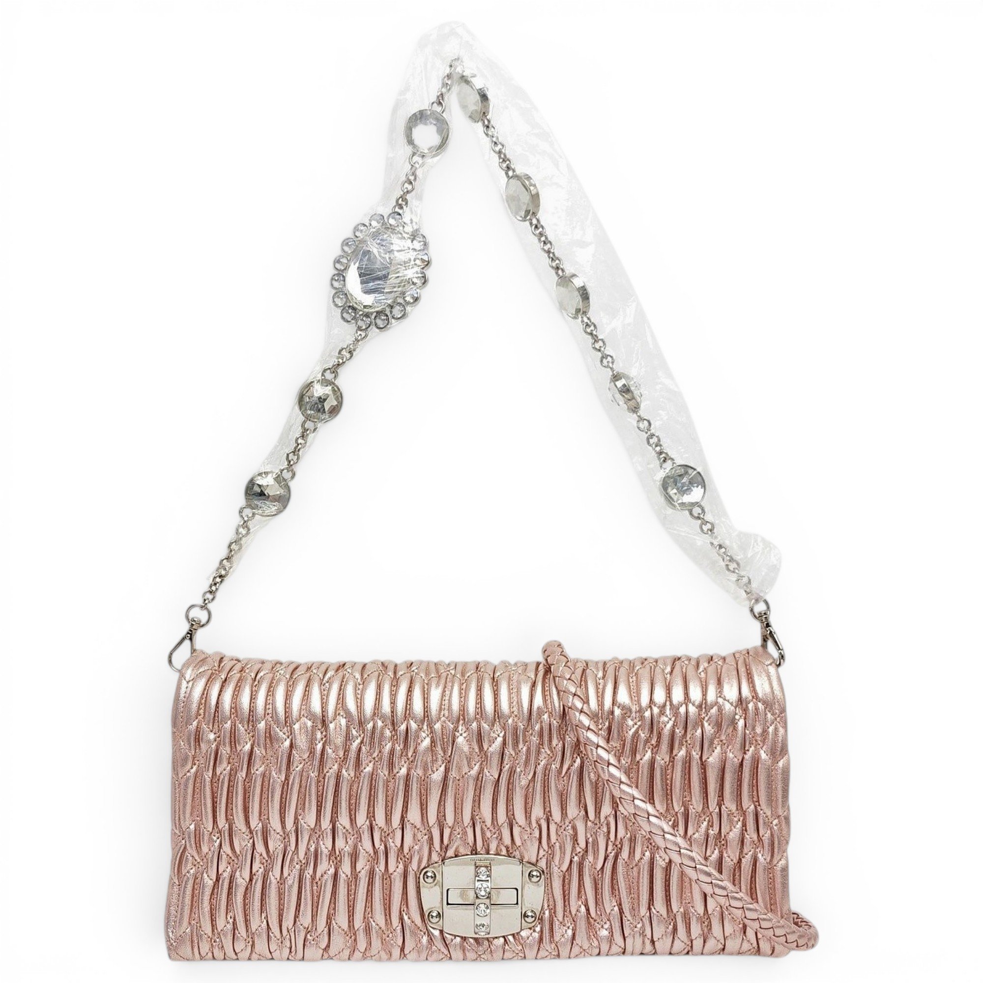 Miu Crystal leather handbag