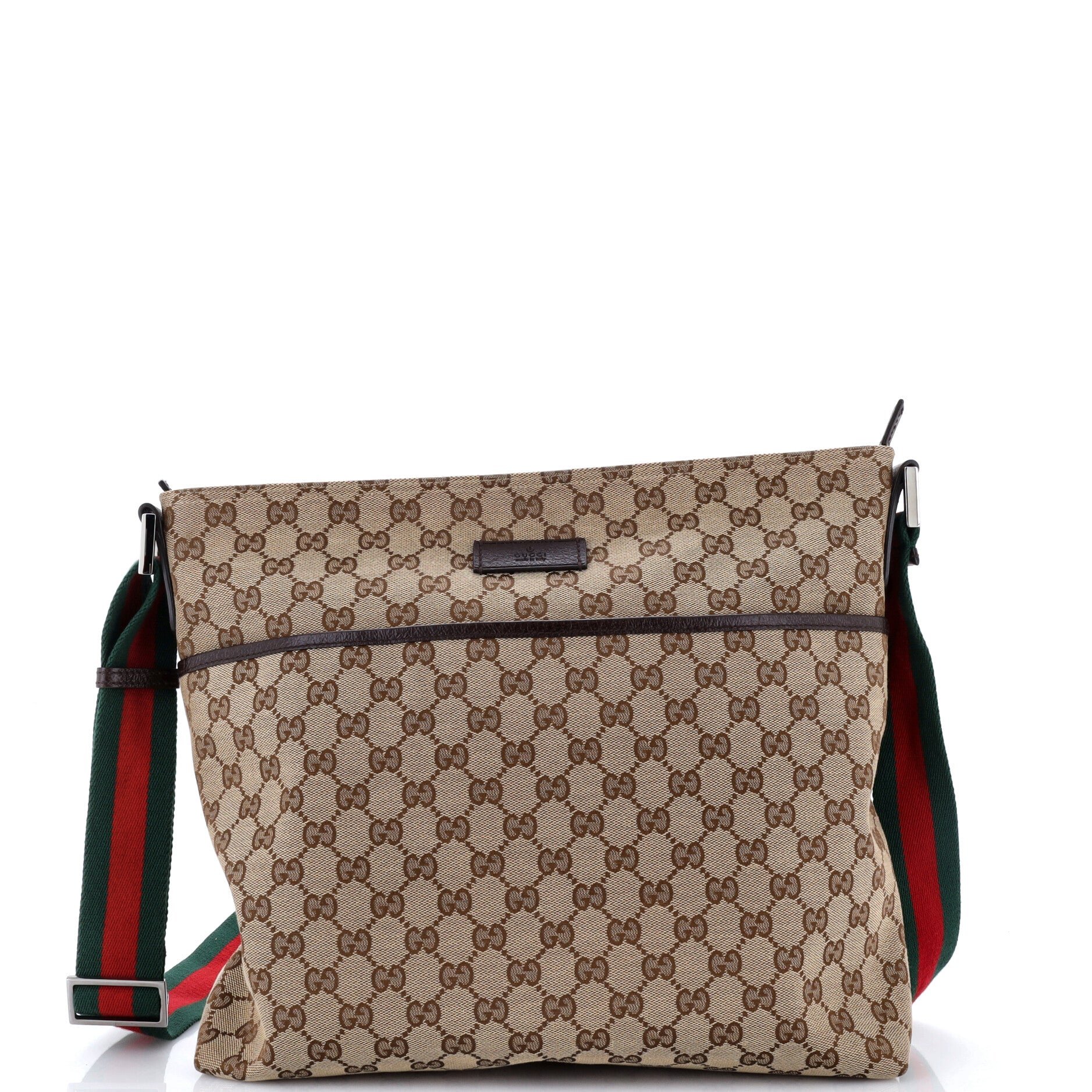 Web Strap Zip Messenger Bag GG Canvas Medium
