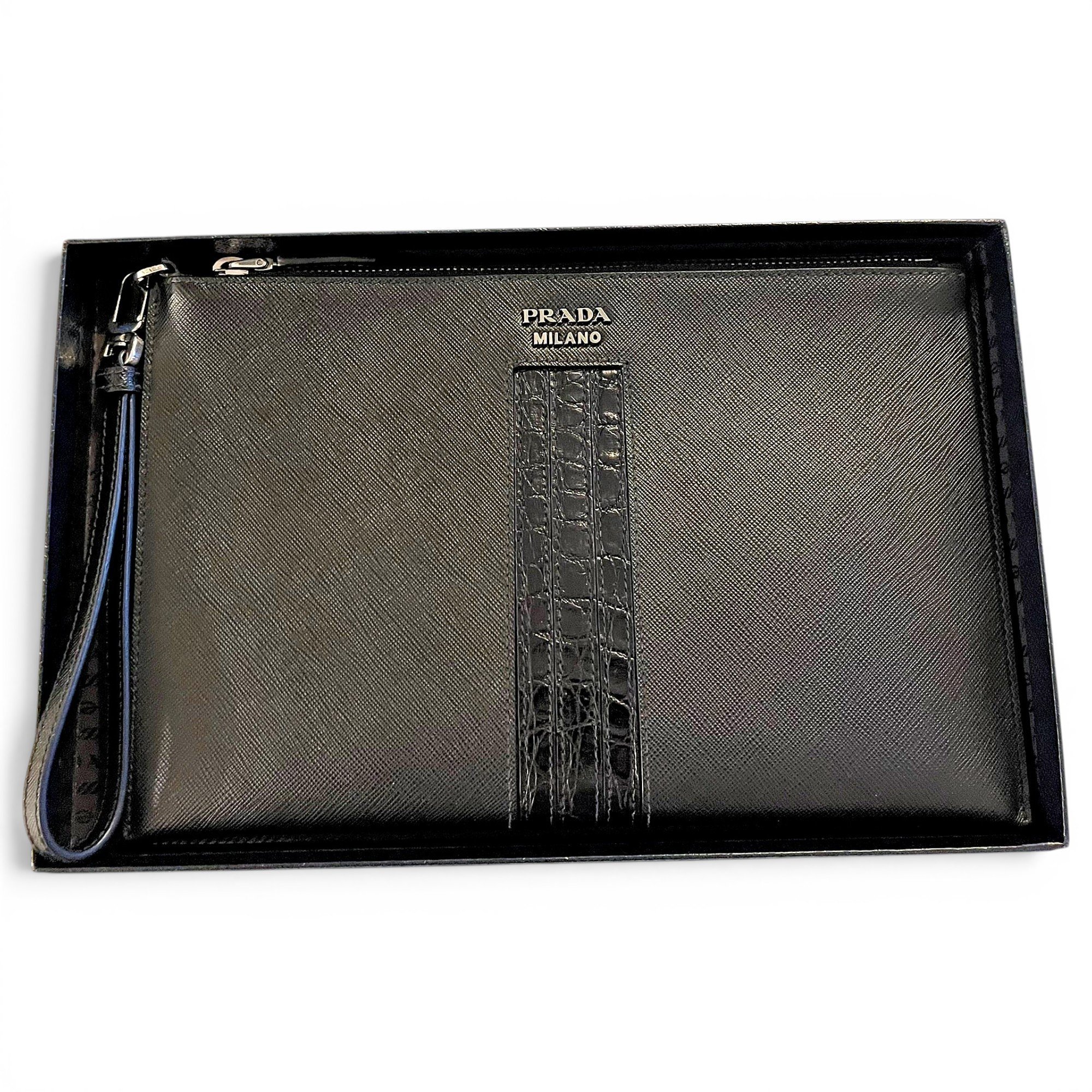 Leather clutch bag