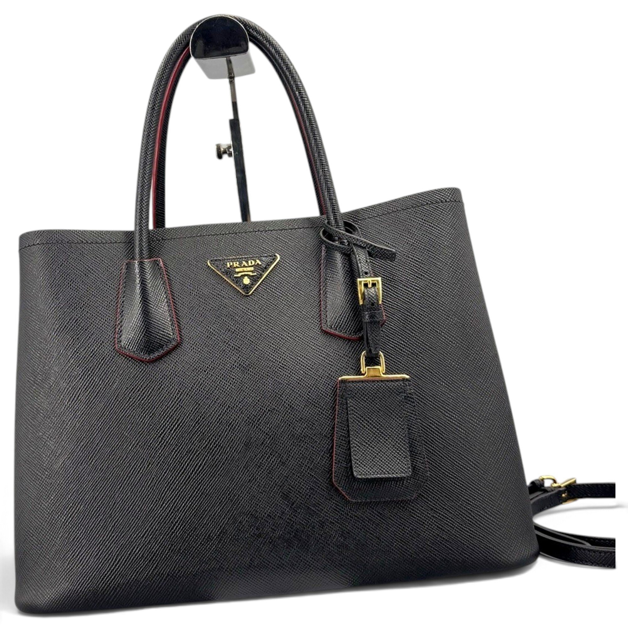 Double leather handbag