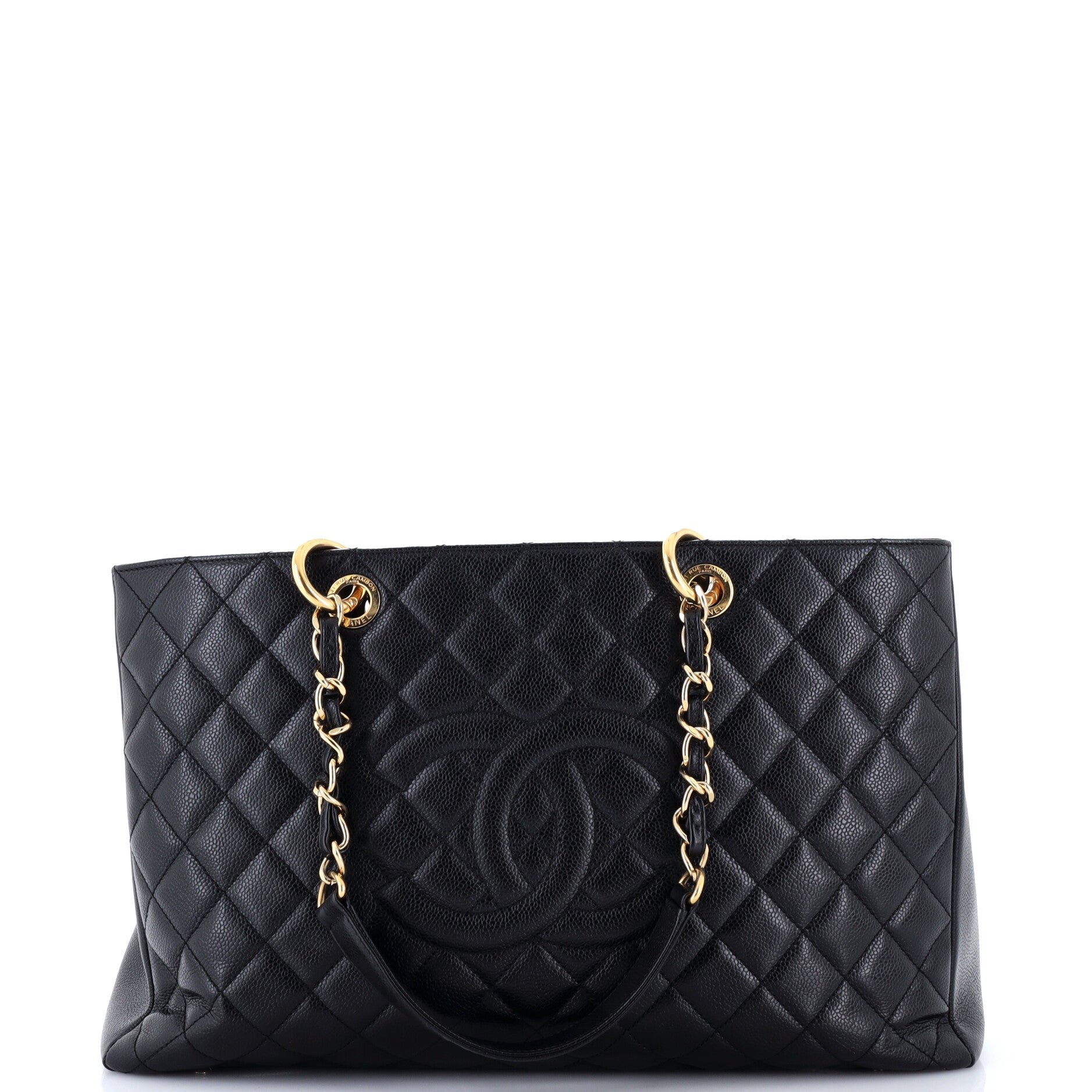 Grand Shopping Tote Quilted Caviar XL