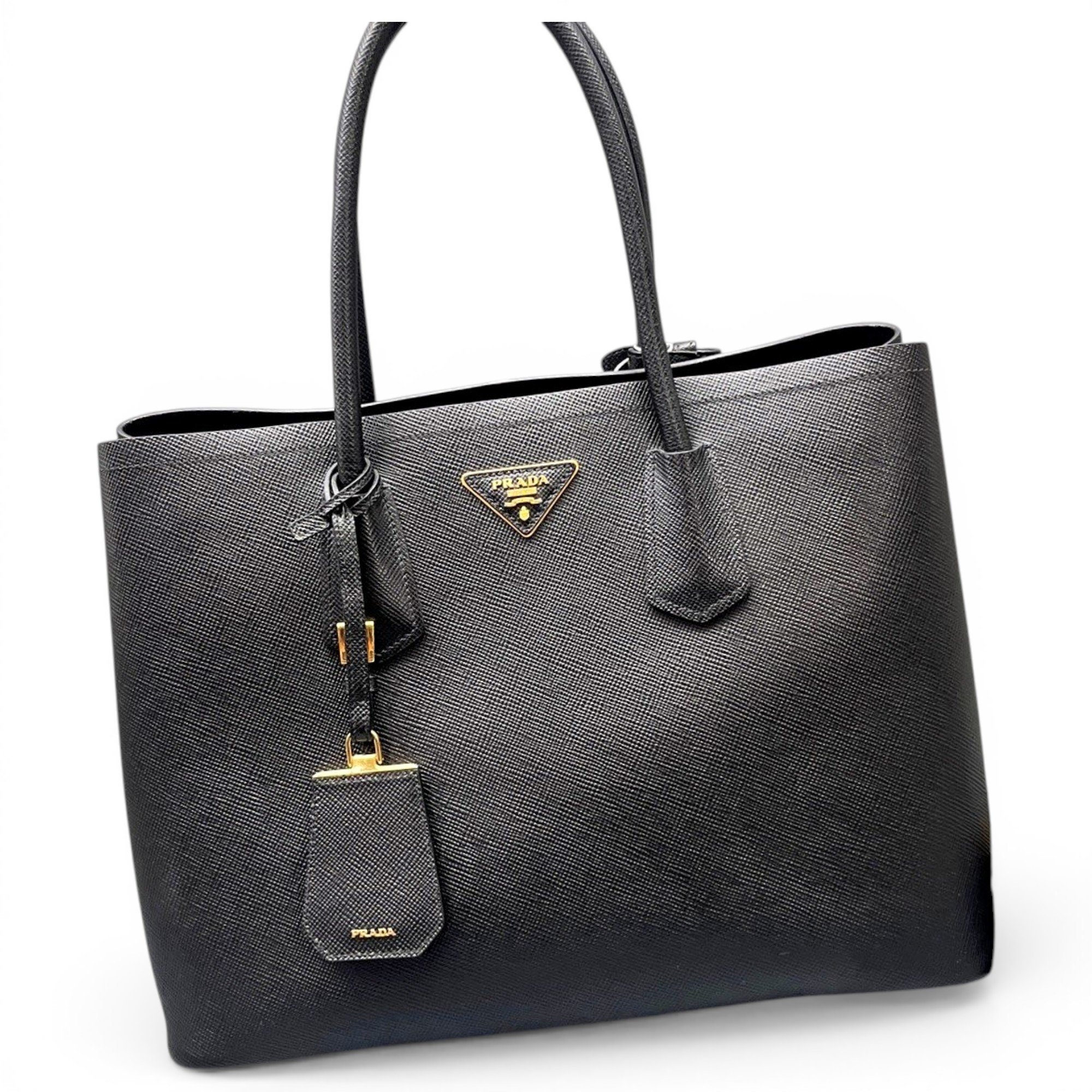 Double leather handbag