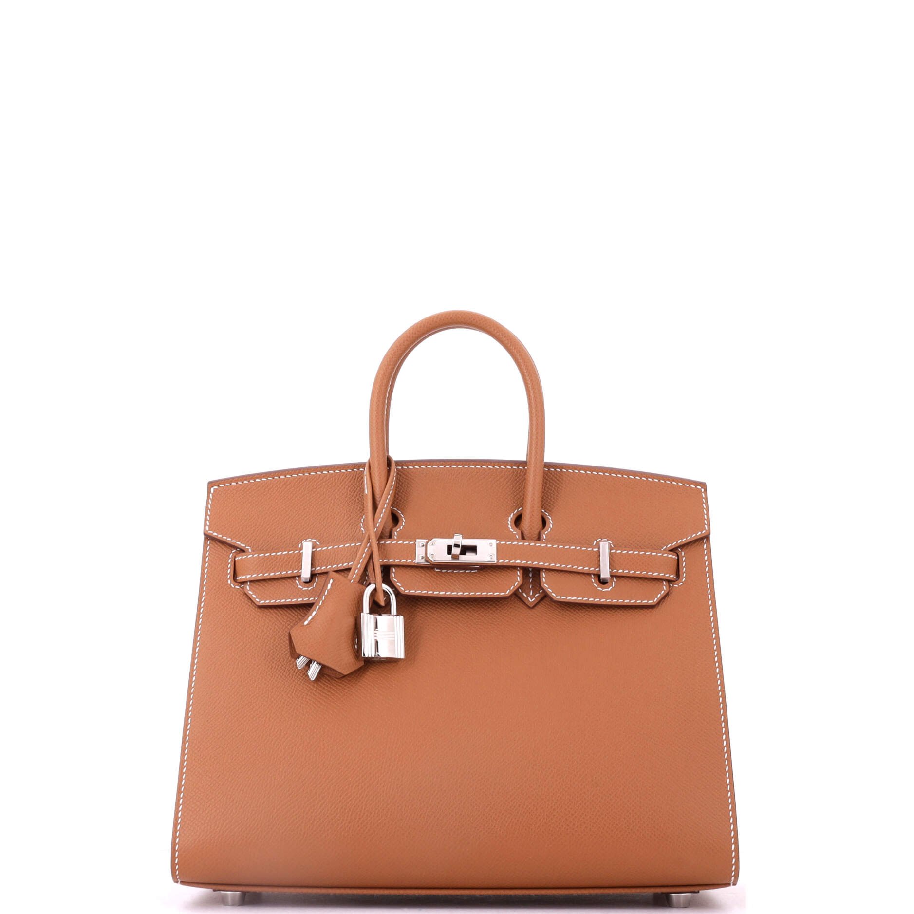 Birkin Sellier Bag Gold Epsom with Palladium Hardware 25