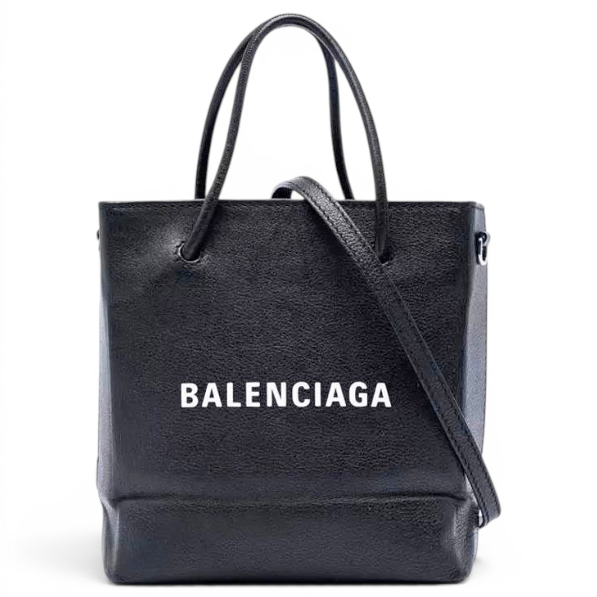 Plastic bag shooper leather handbag