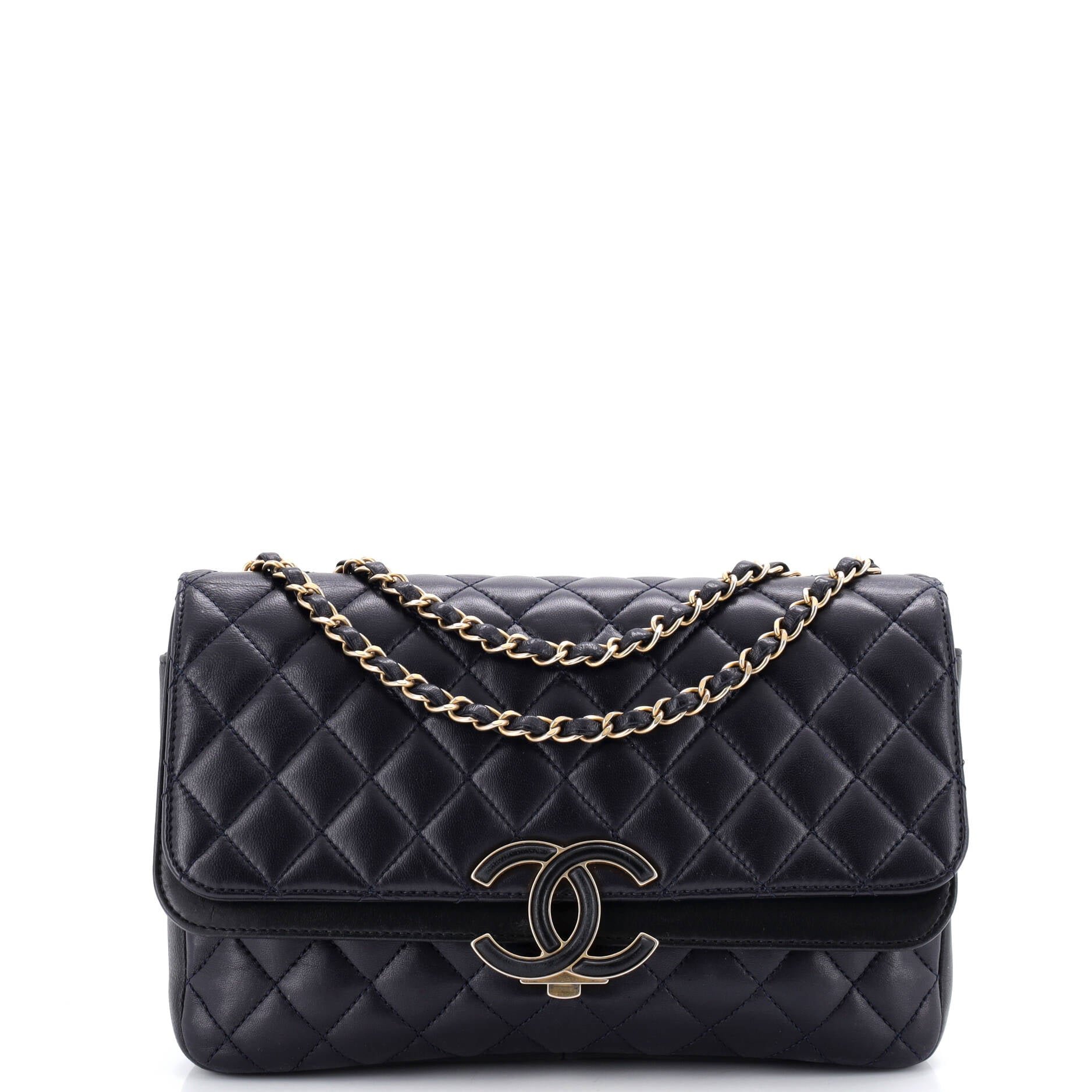 Chanel CC Chic Double Flap Bag Quilted Lambskin Medium