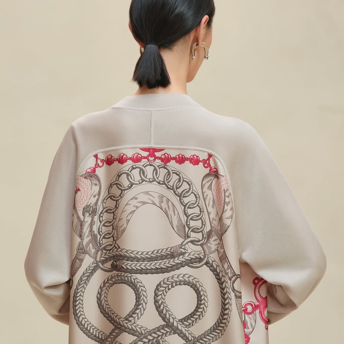Beige Avoine "Palefroi Remix" Long-sleeve Twillaine Cardigan