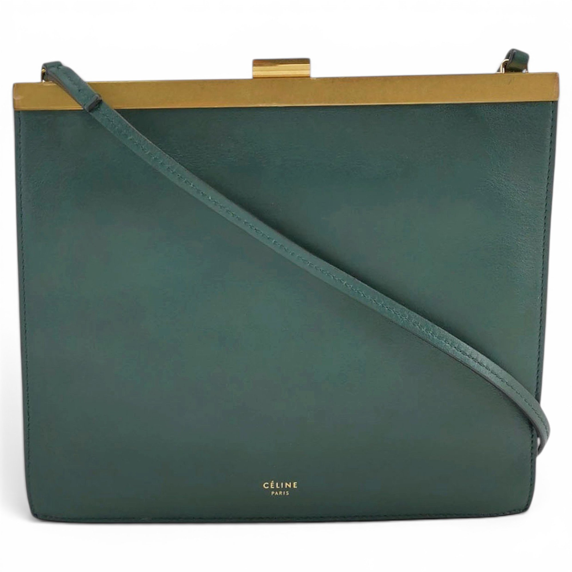 Clasp leather handbag