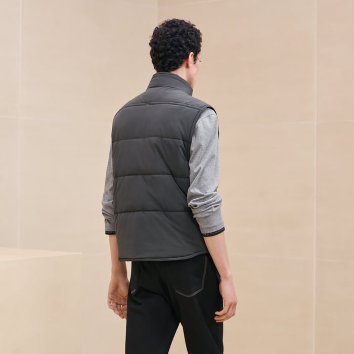 Carbone Quilted Vest With Leather Detail