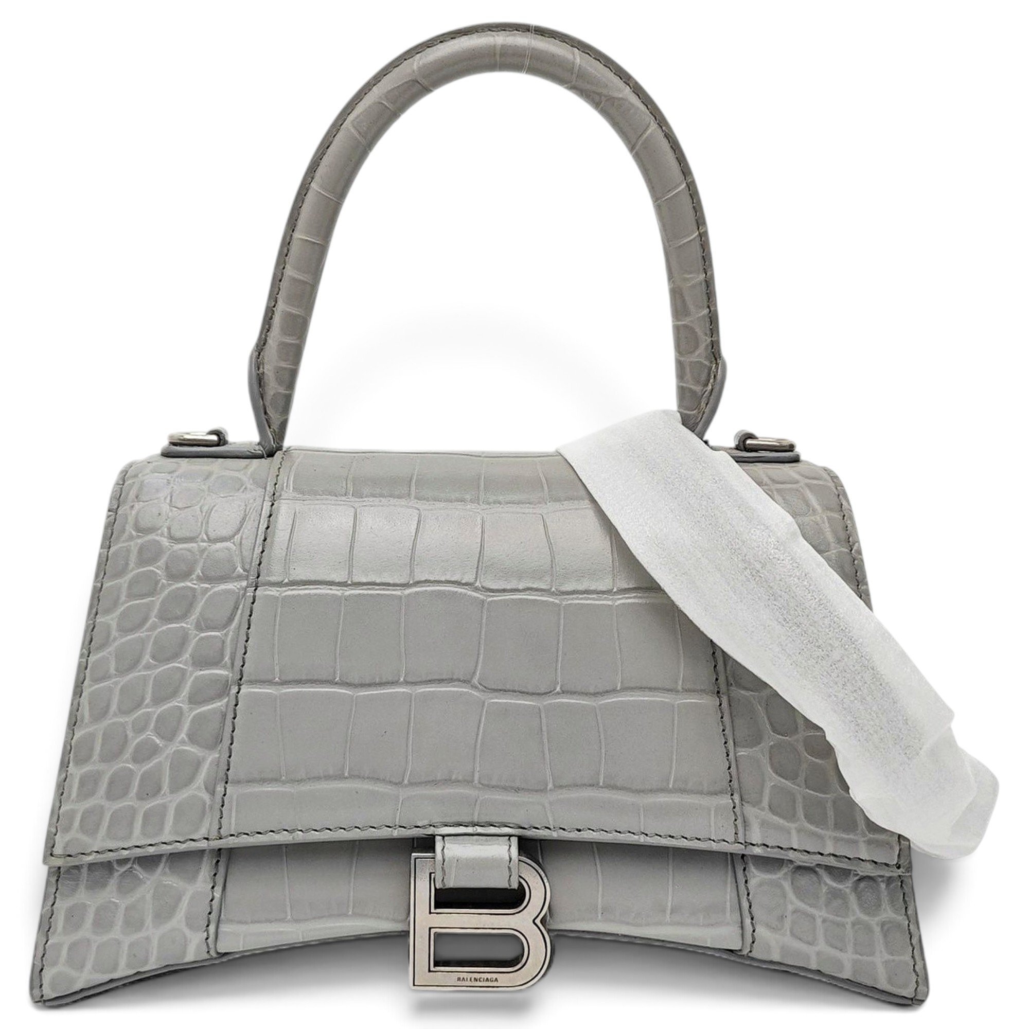 Hourglass leather handbag