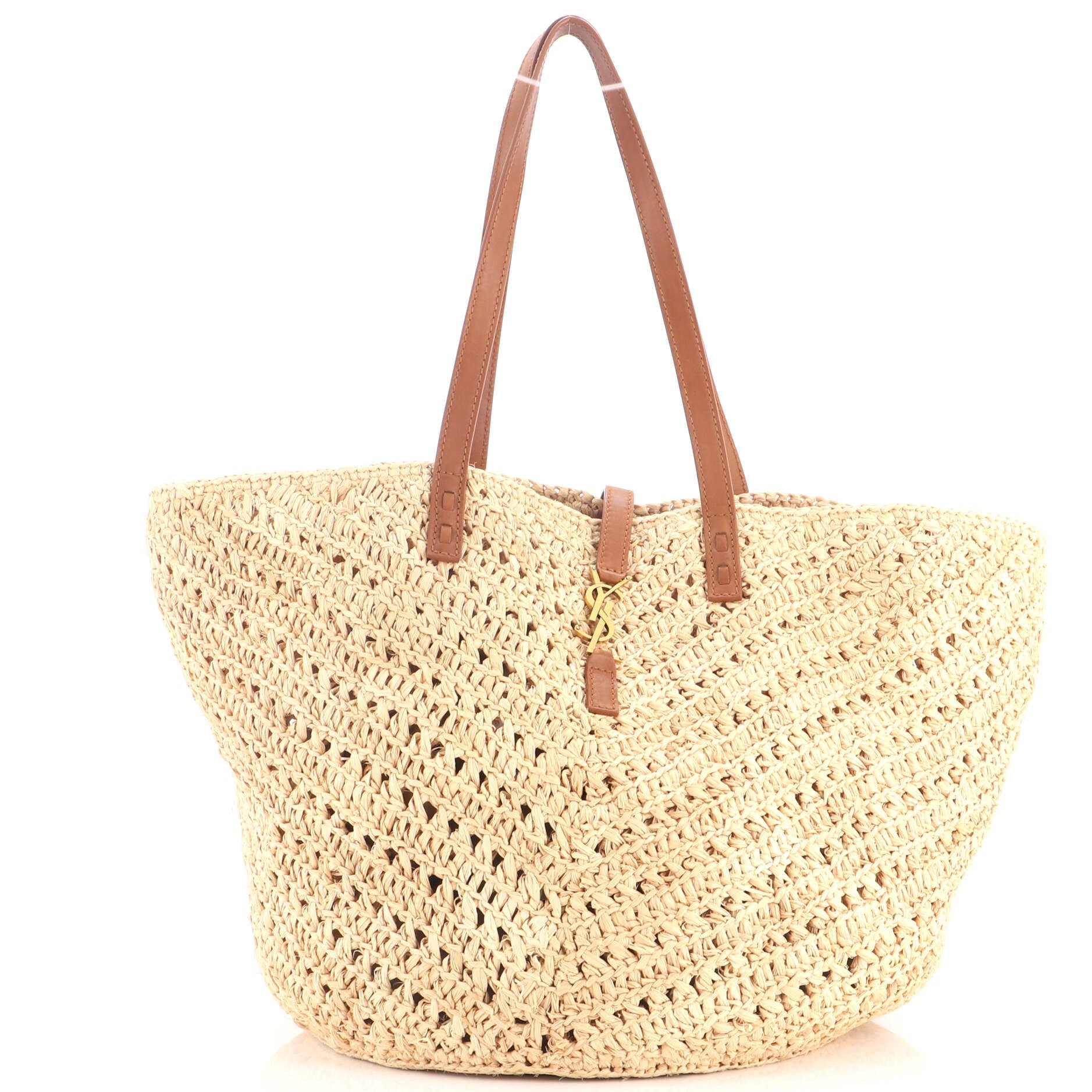 Panier Monogram Basket Shopper Raffia Medium