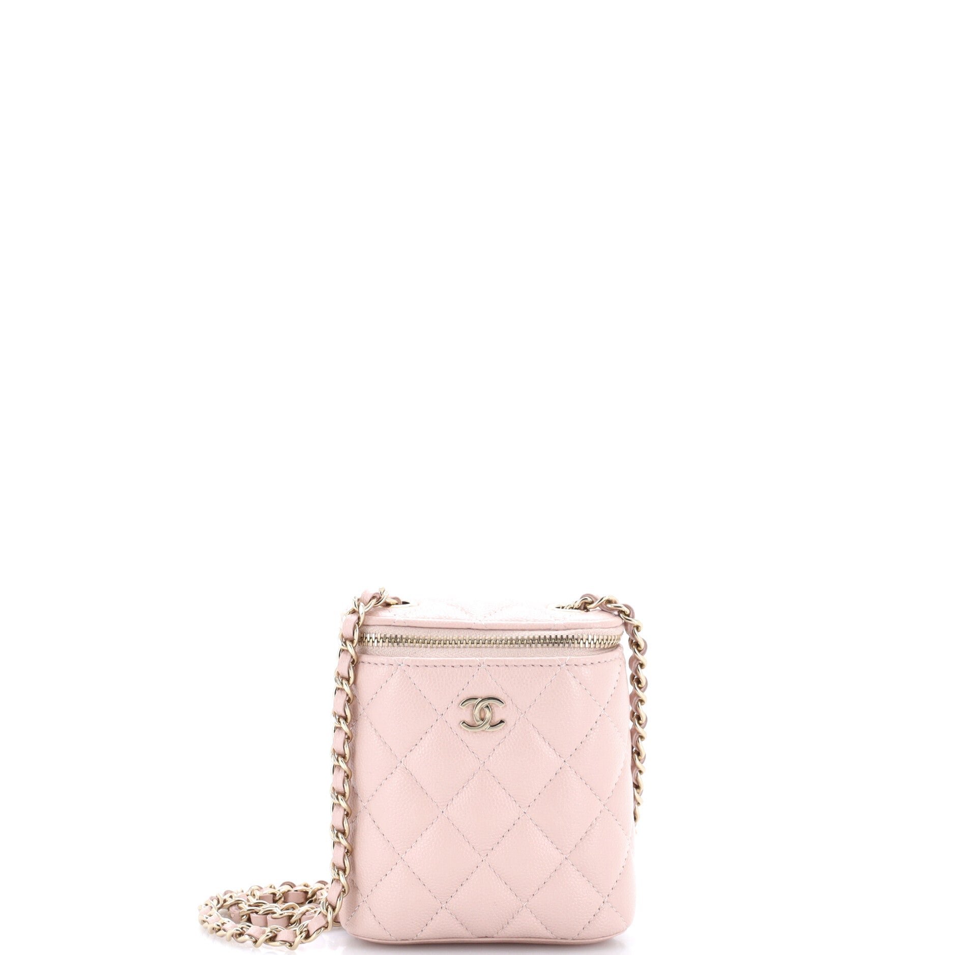 Vertical Classic Vanity Case with Chain Quilted Caviar Mini