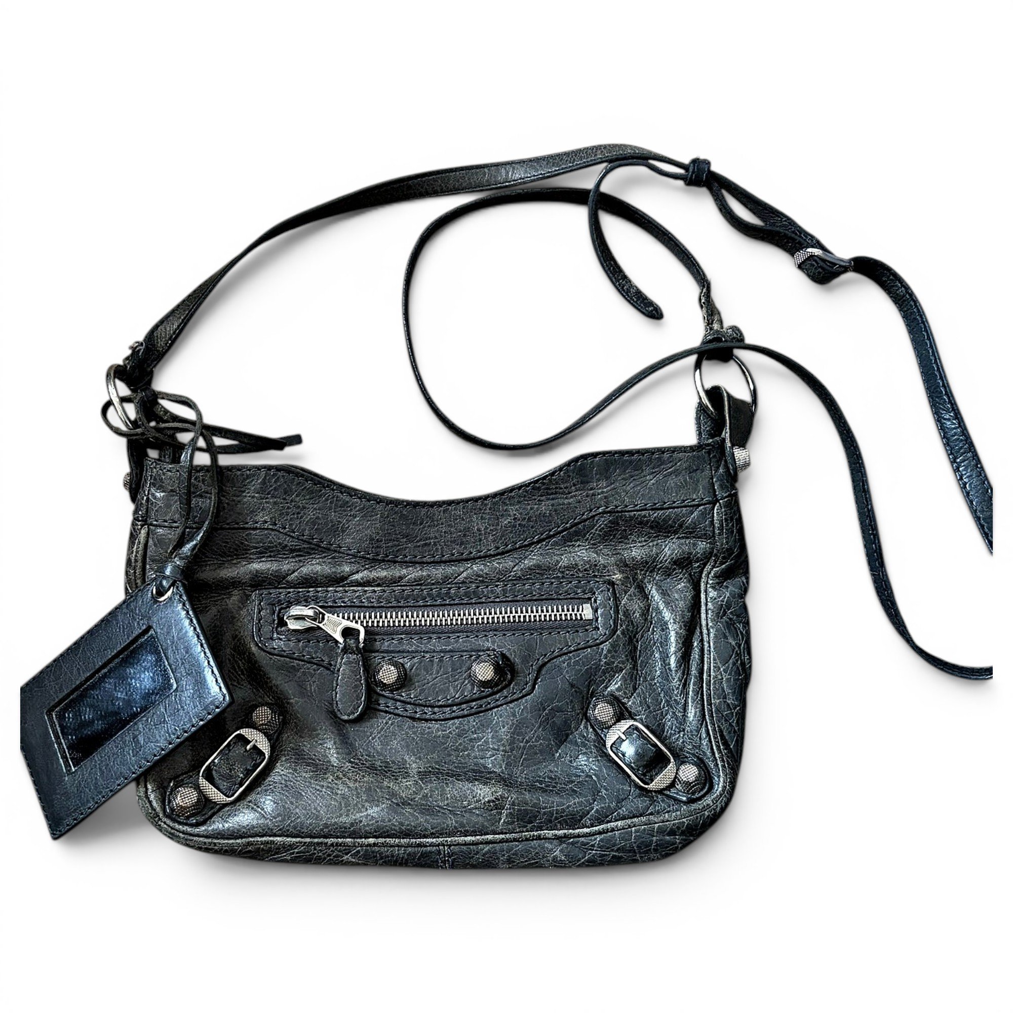 Hip leather crossbody bag