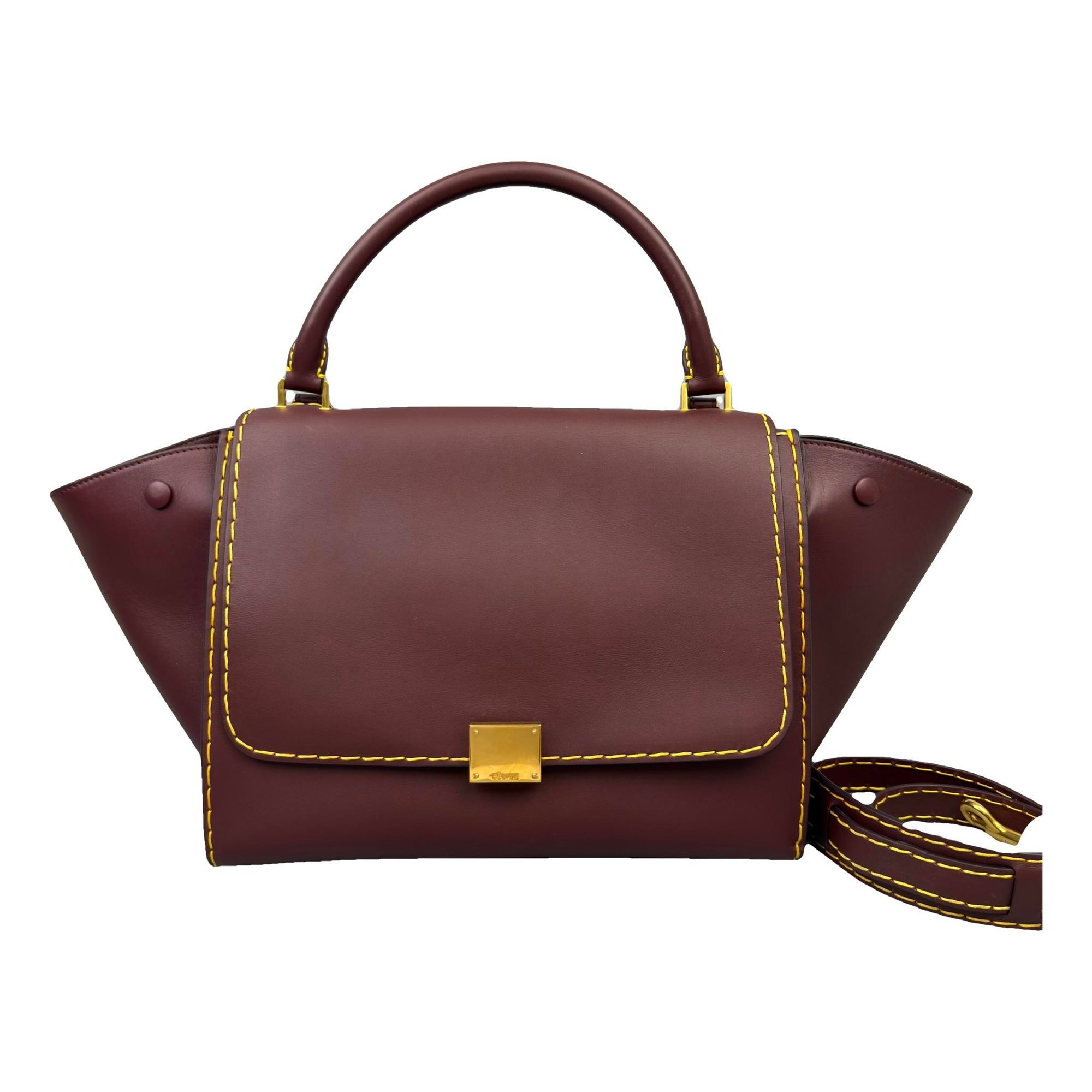 Trapèze leather handbag