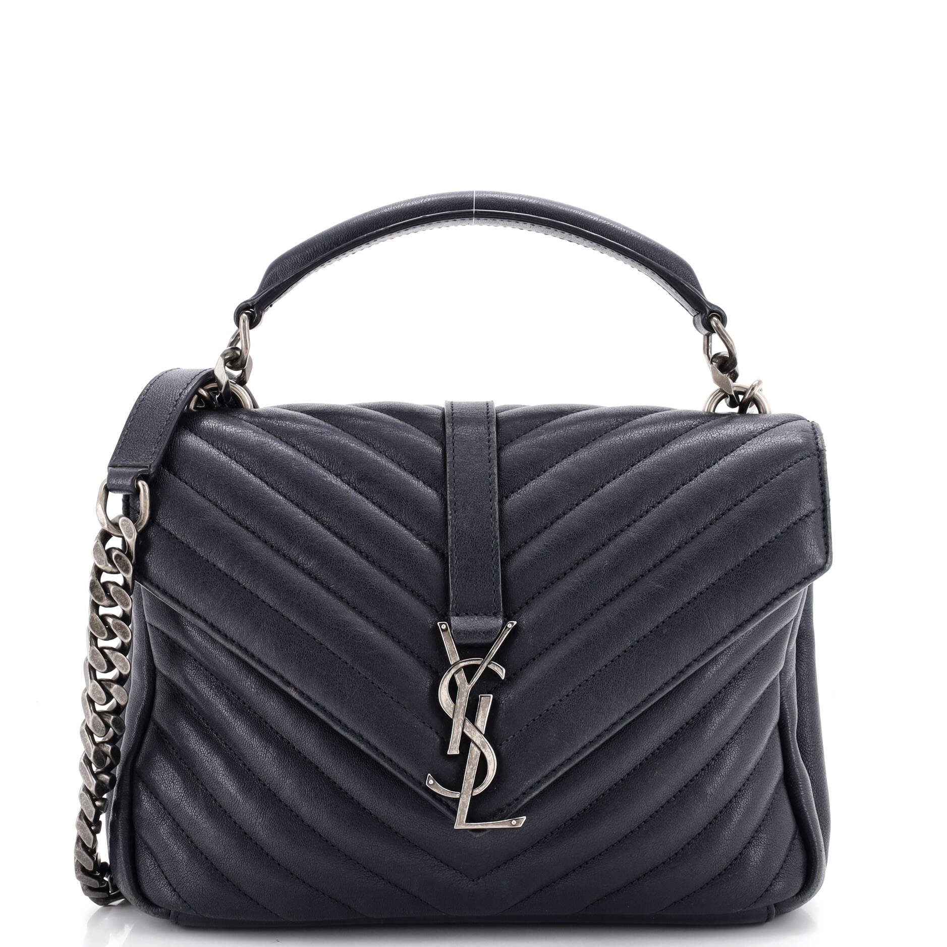 Classic Monogram College Bag Matelasse Chevron Leather Medium