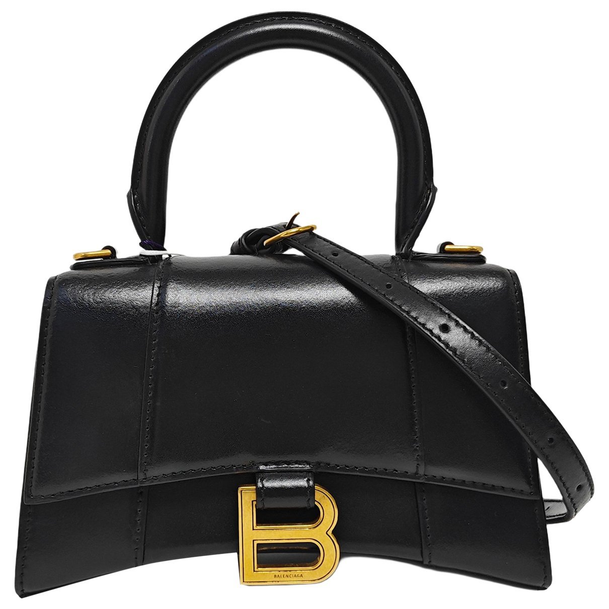 Hourglass leather handbag