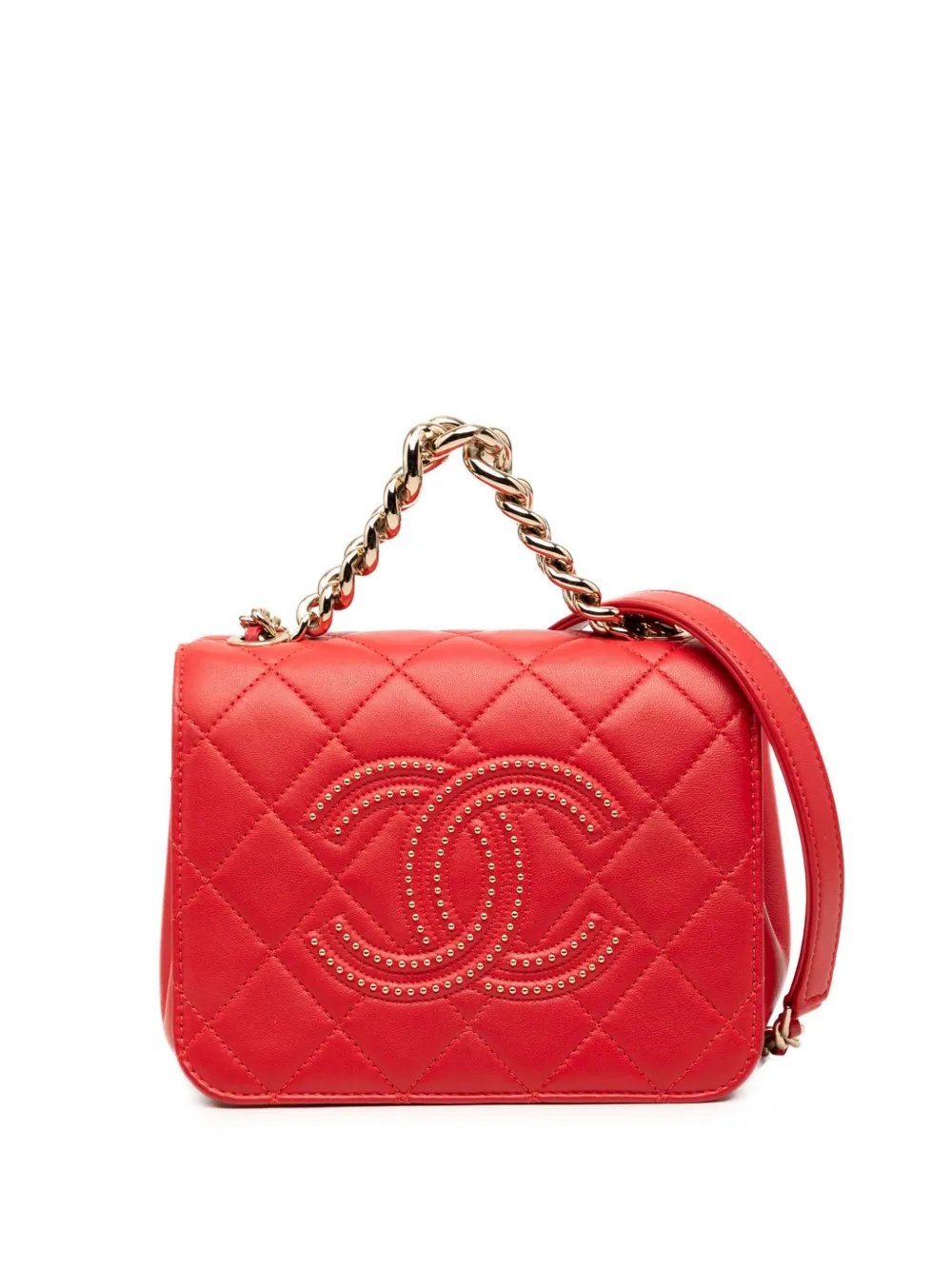 2019 Quilted Lambskin Studded Beauty Begins Flap satchel