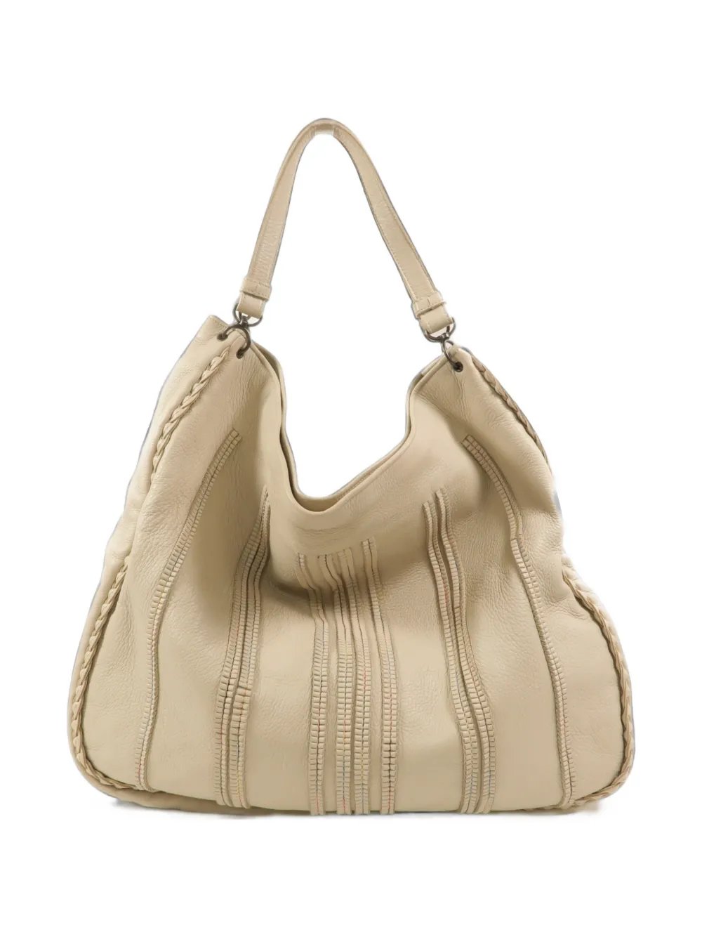 braided-trim leather shoulder bag