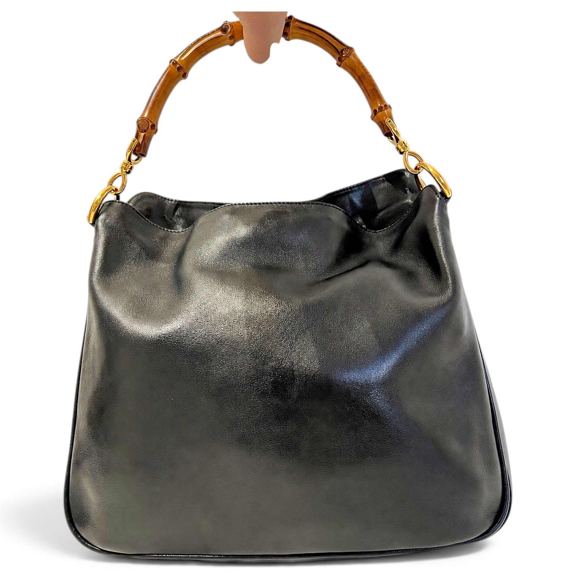 Bamboo Top Handle leather handbag