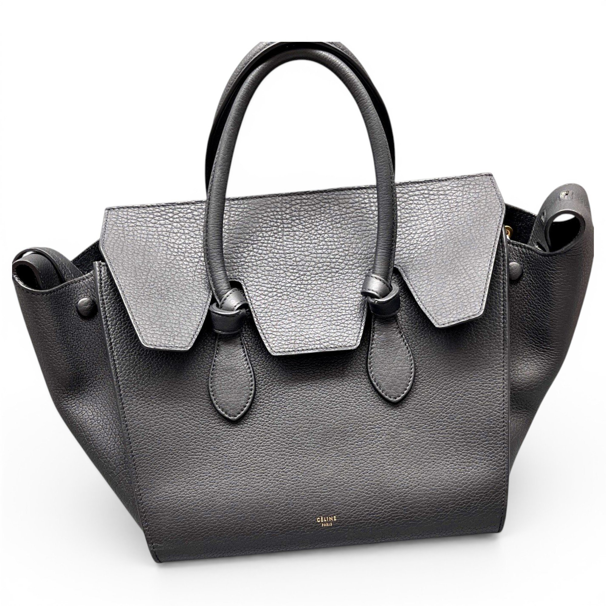 Tie leather handbag