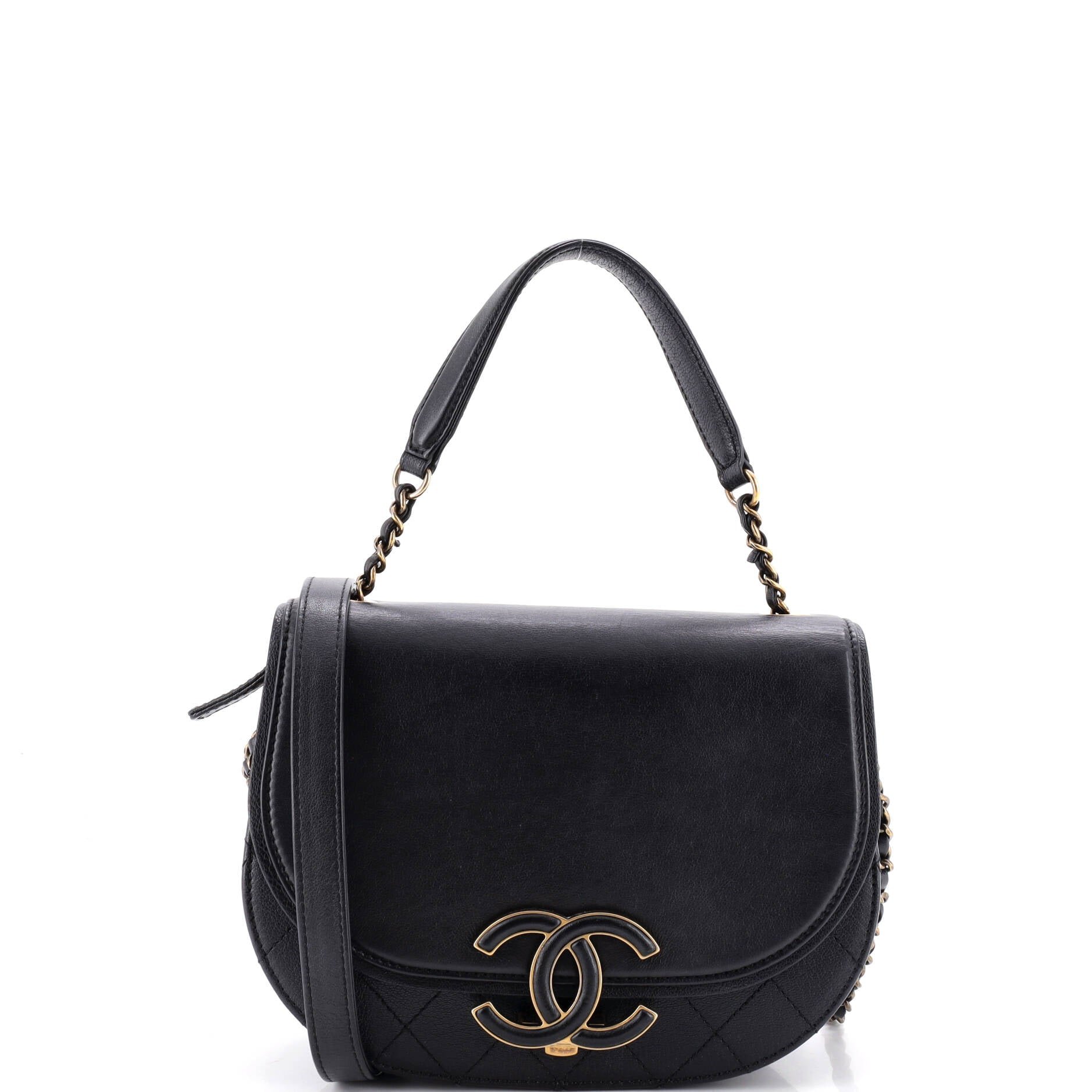 Coco Curve Flap Messenger Calfskin and Quilted Goatskin Small