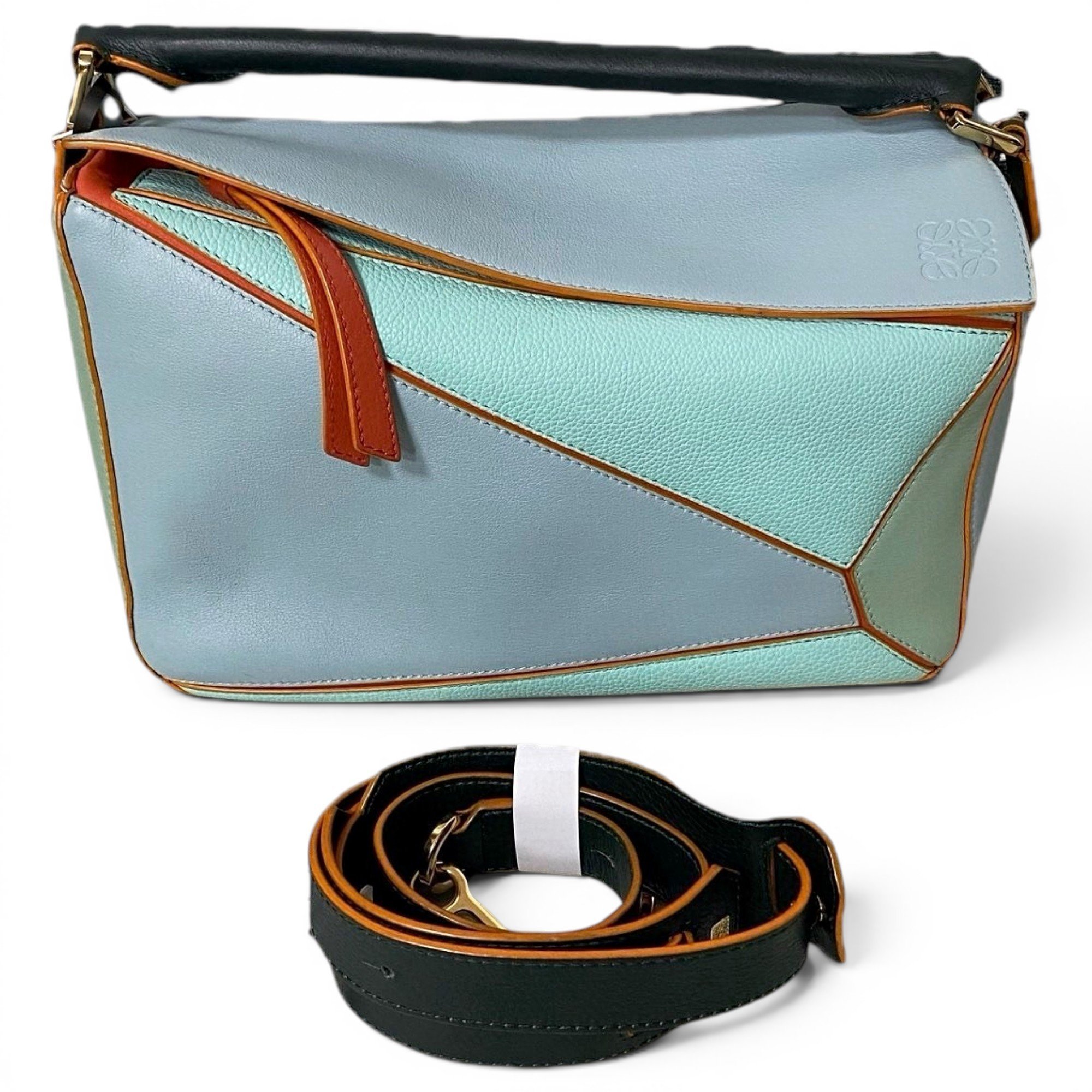 Puzzle leather handbag