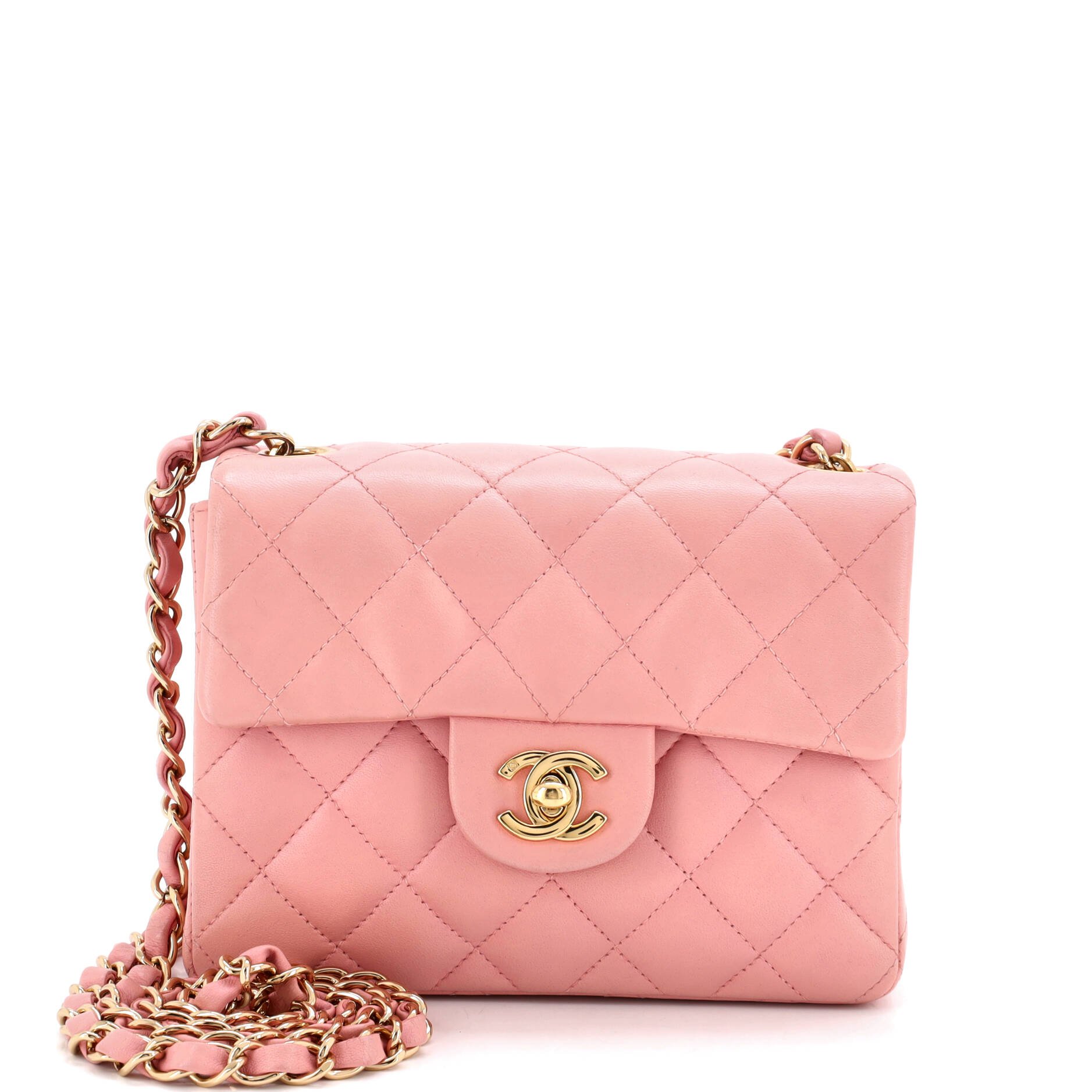 Vintage Square Classic Single Flap Bag Quilted Lambskin Mini
