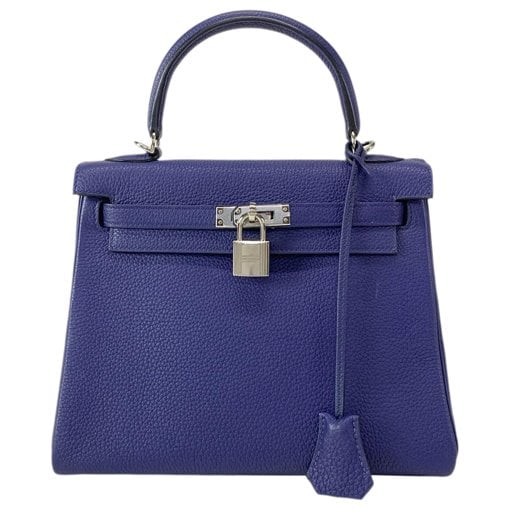 Hermes Kelly 25 Handbag Bleu Encre Togo Leather