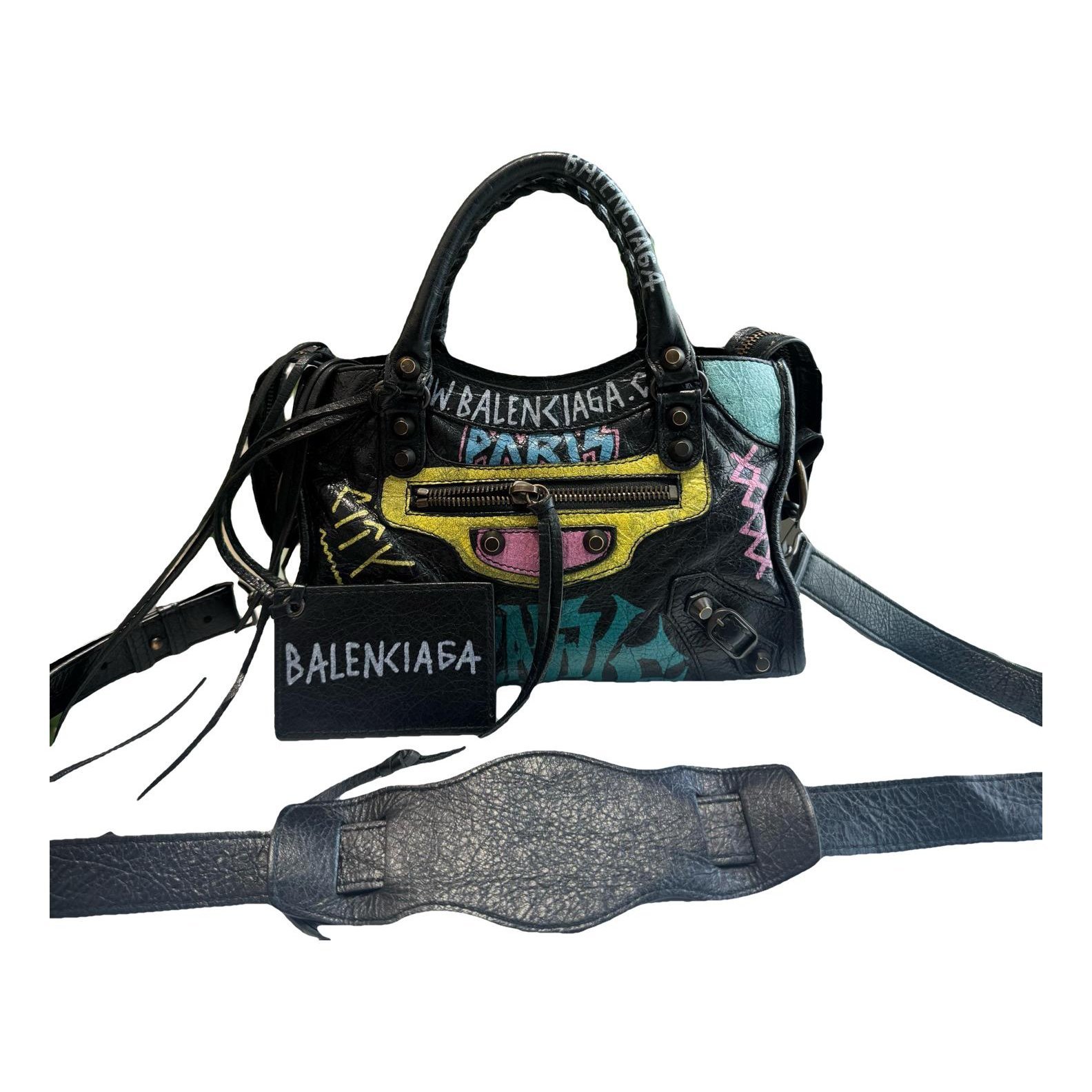 City leather handbag