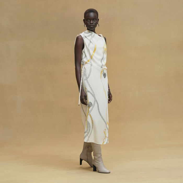 Blanc Nacre "Palefroi Remix" Draped Asymmetric Dress