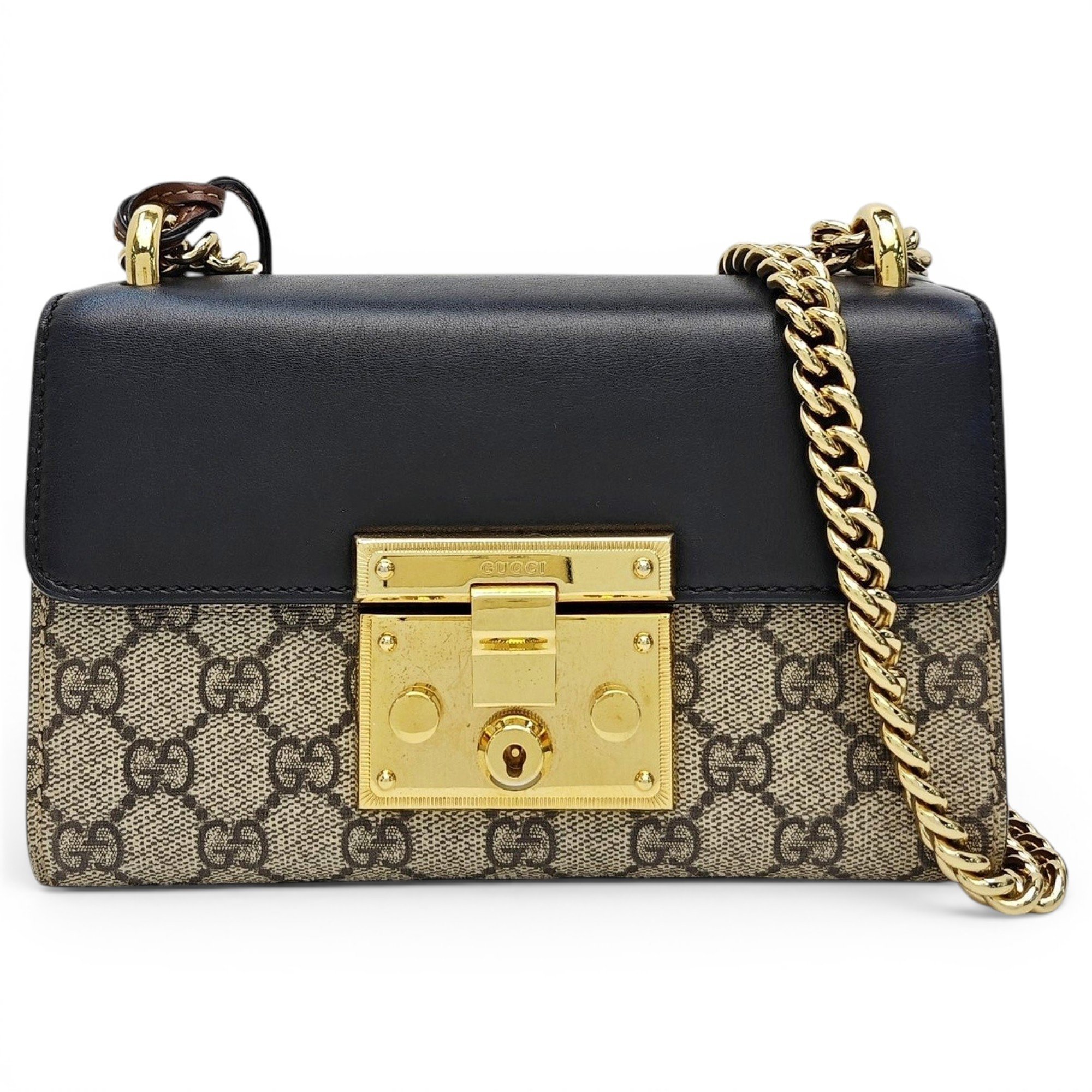 Padlock leather handbag