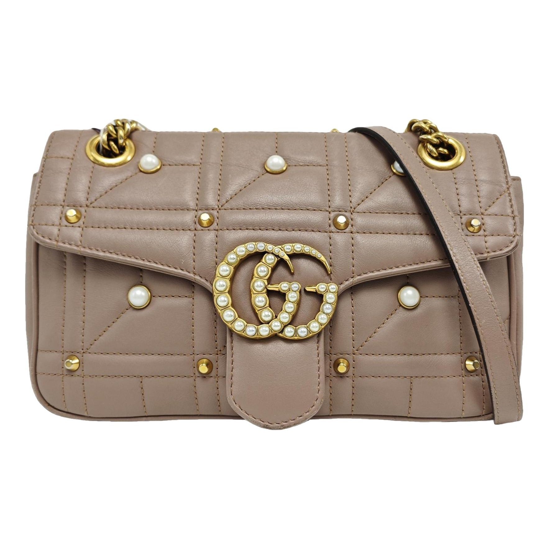 Pearly GG Marmont Flap leather crossbody bag