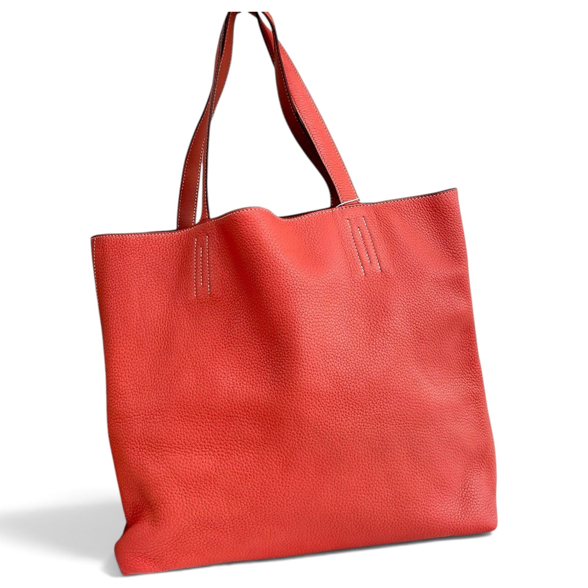 Double sens leather handbag