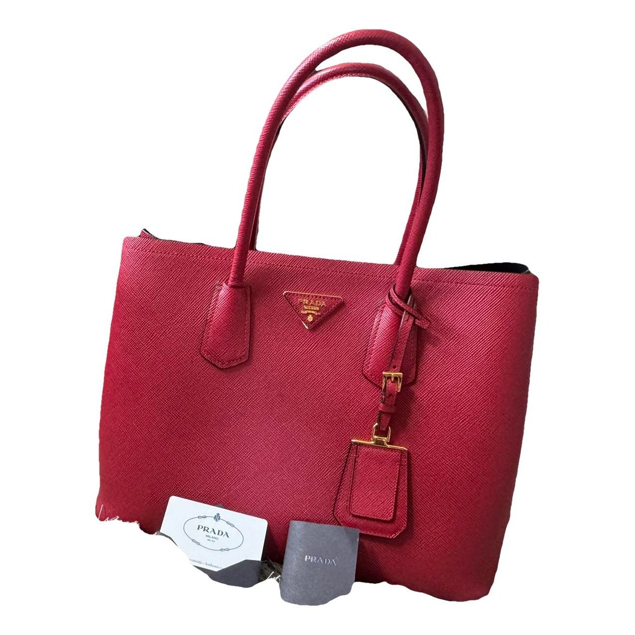 Double leather handbag