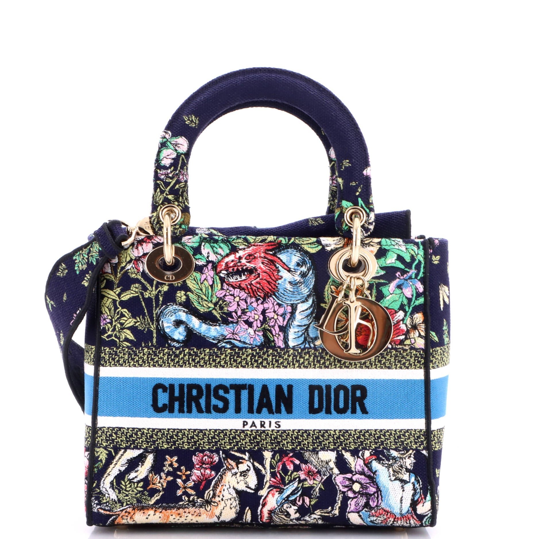 Lady D-Lite Bag Embroidered Canvas Medium