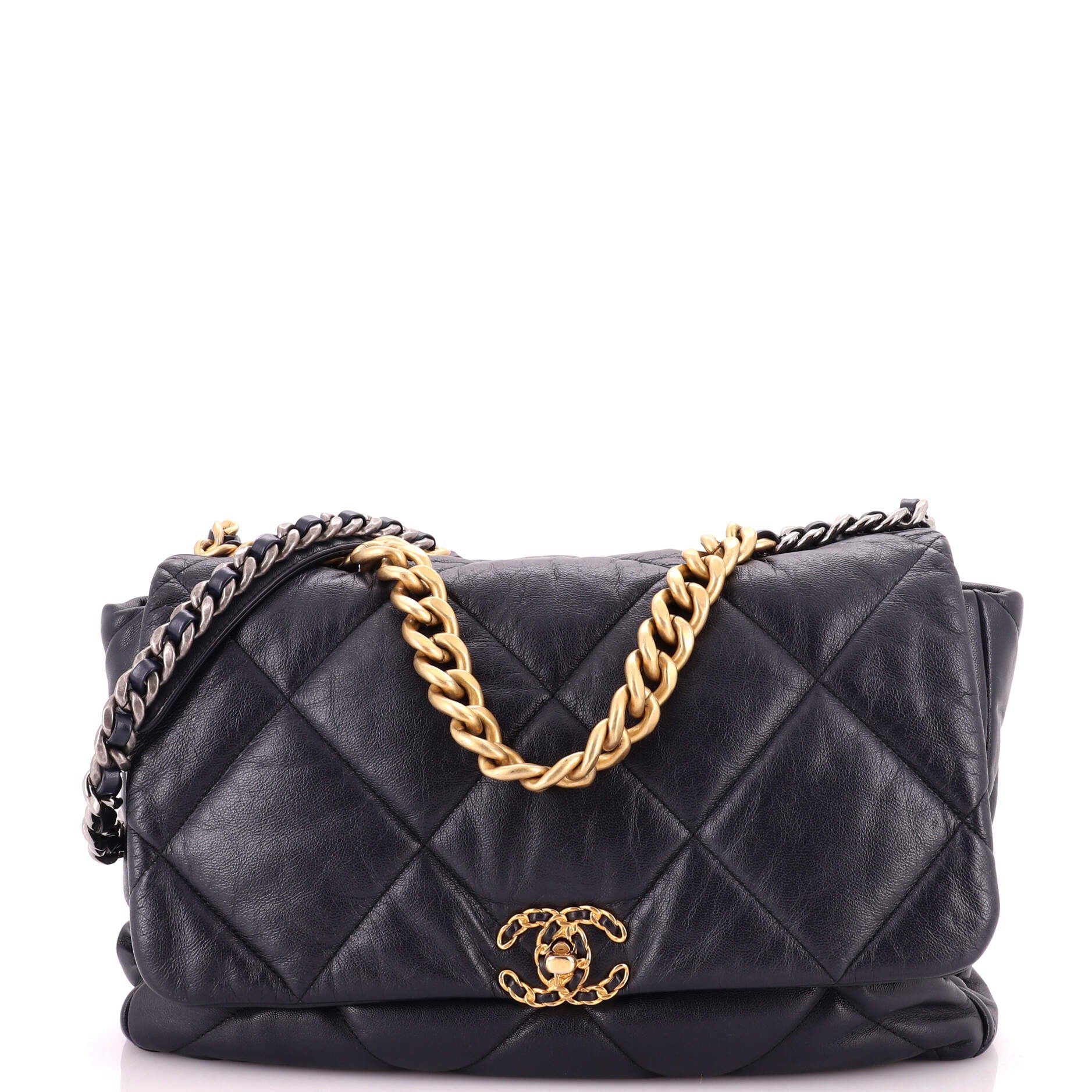 19 Flap Bag Quilted Leather Maxi