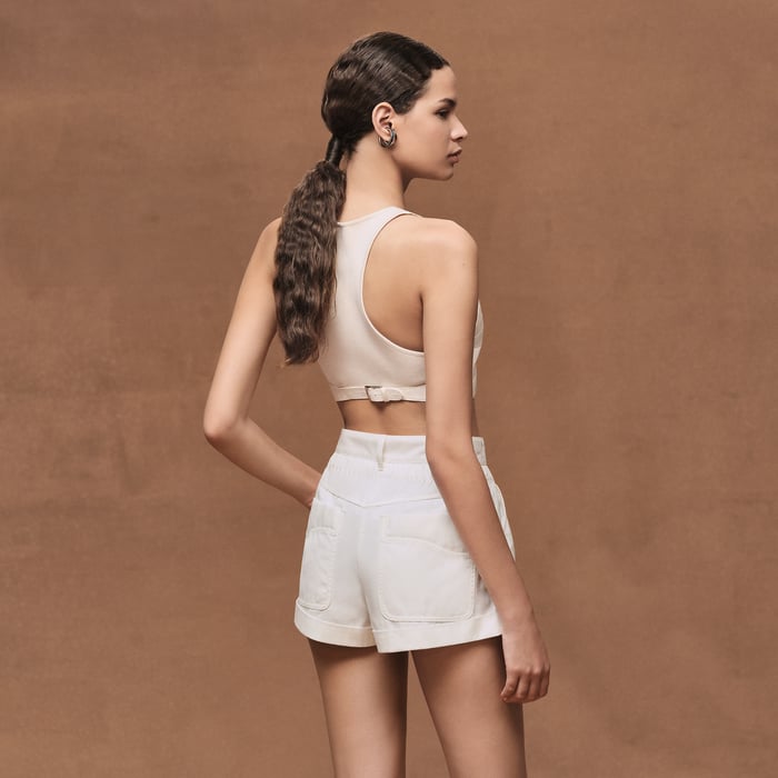 Blanc Cassé Cotton Twill Shorts